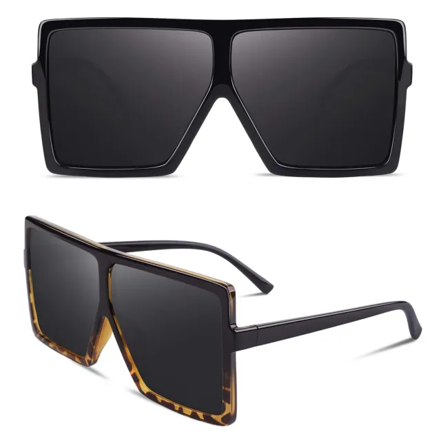 GQUEEN Retro Vintage übergroße Sonnenbrille Damen eckig UV400