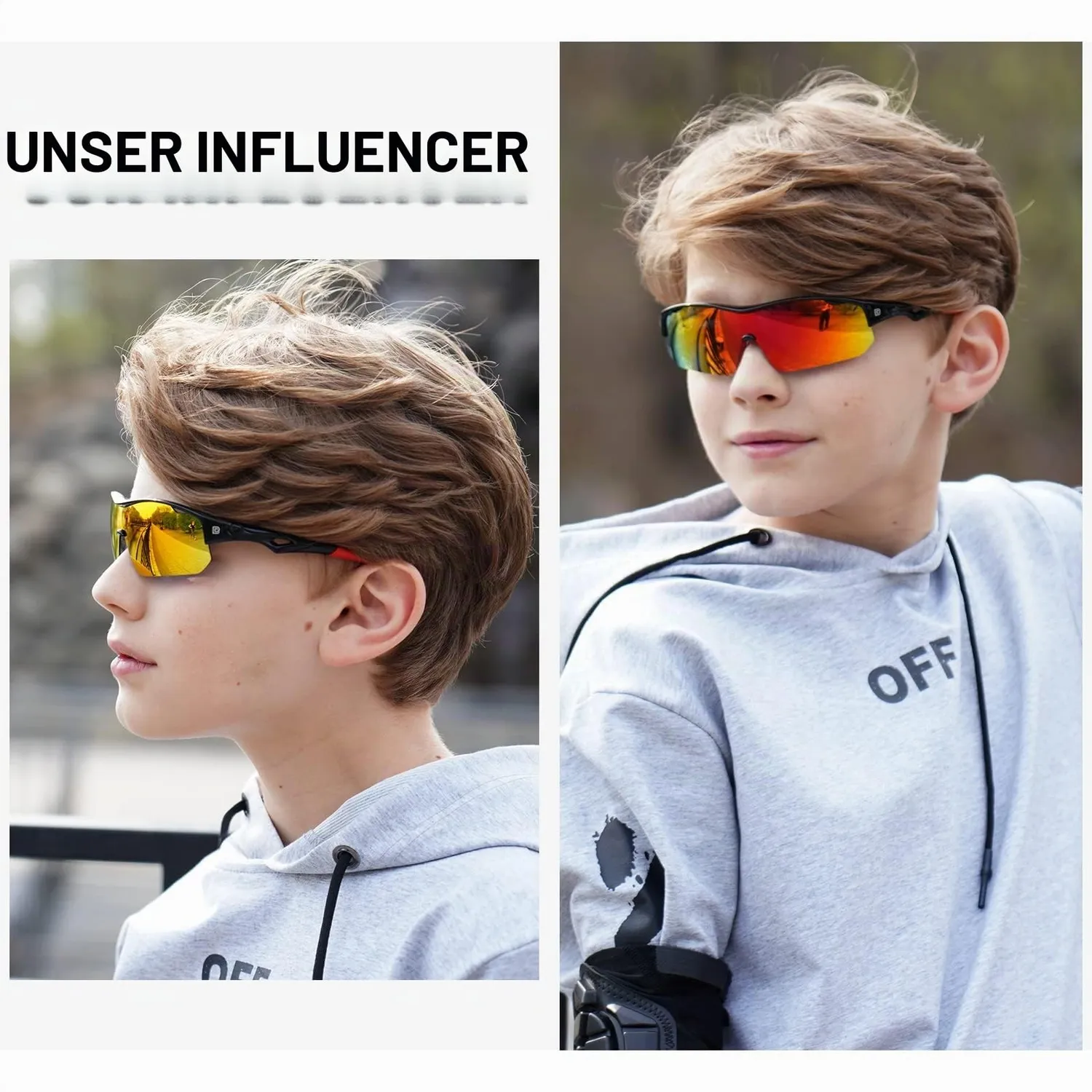 DUCO DK261 Kinder Sportbrille polarisiert schwarz-rot