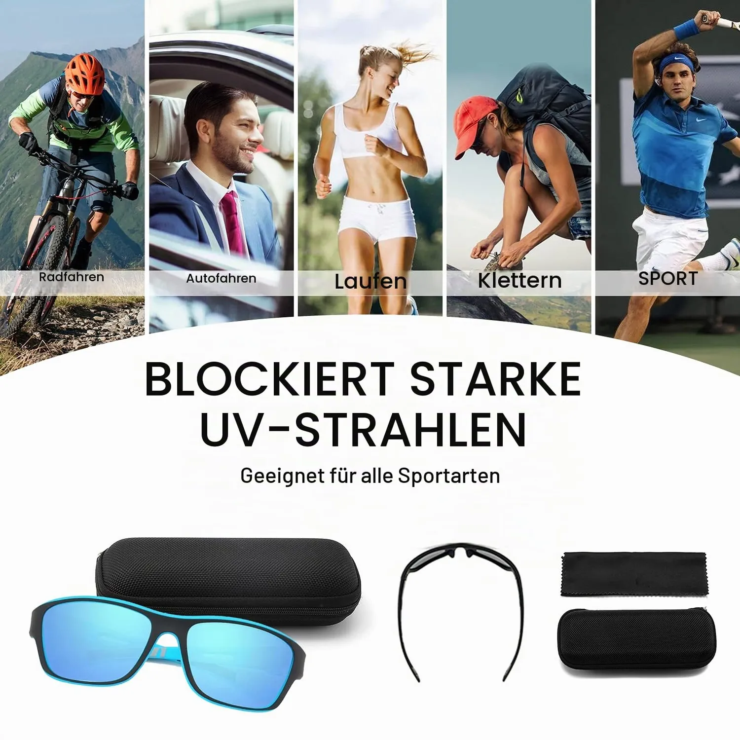 Hemens Sport Sonnenbrille blau polarisiert