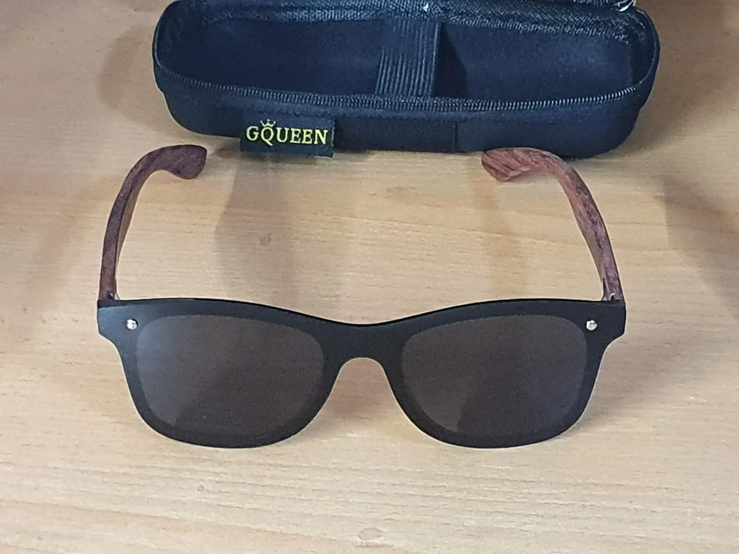 GQUEEN Holz Sonnenbrille schwarz grau polarisiert