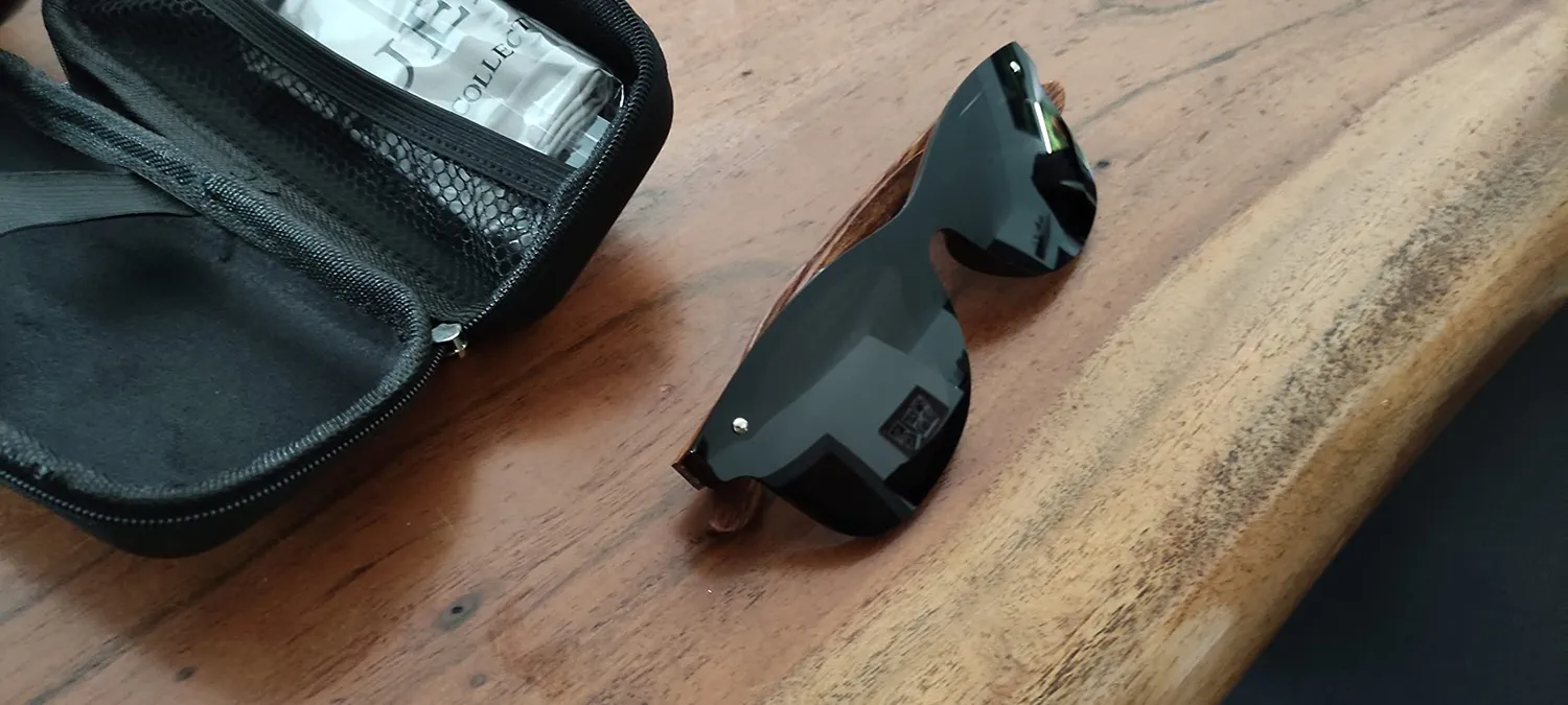 GQUEEN Holz Sonnenbrille schwarz grau polarisiert