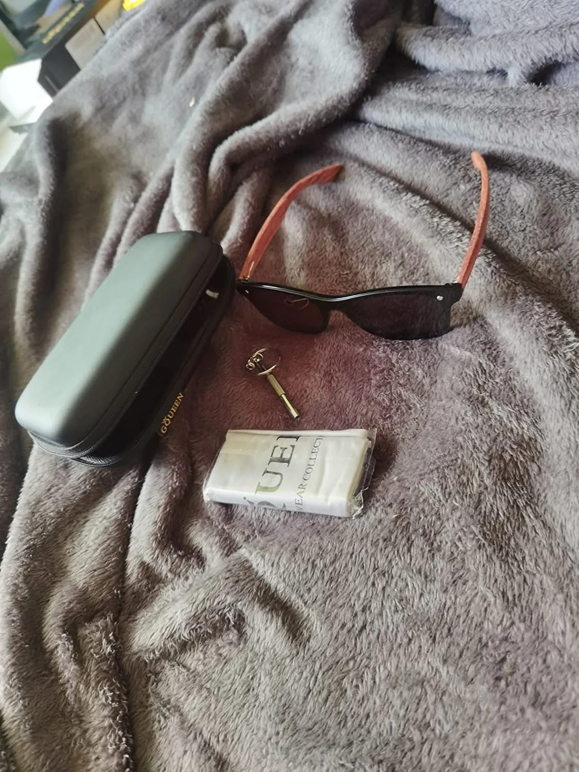 GQUEEN Holz Sonnenbrille schwarz grau polarisiert