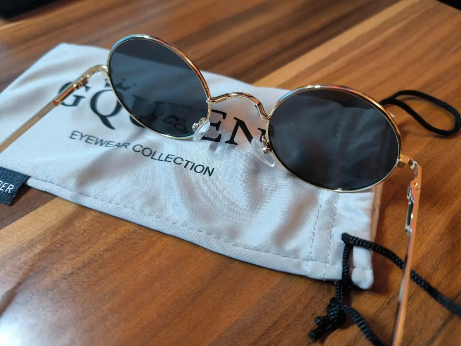 GQUEEN MEZ1 Retro Runde Sonnenbrille Gold Grau polarisiert