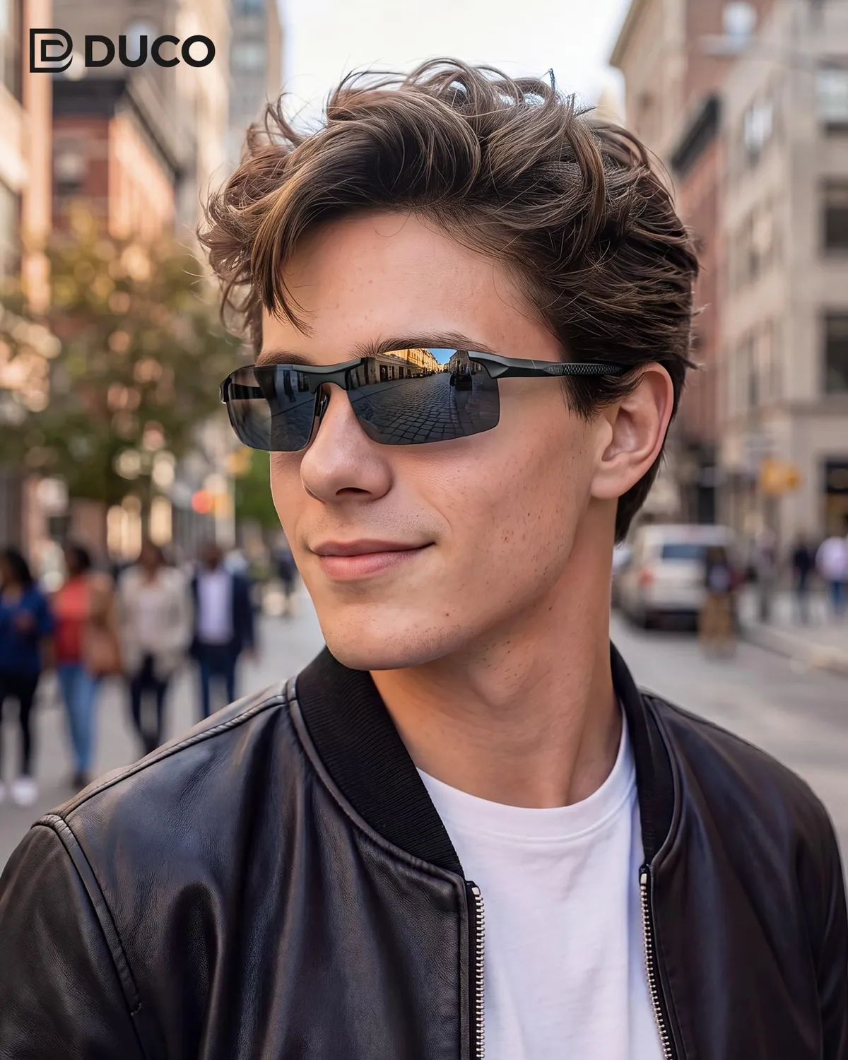 DUCO 8277 Sonnenbrille Herren Schwarz Grau polarisiert