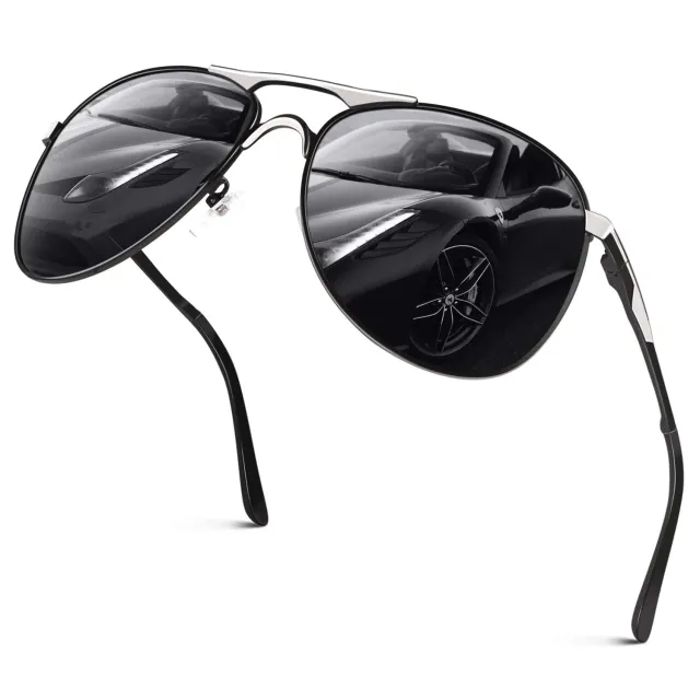 GQUEEN Piloten Sonnenbrille schwarz polarisiert UV400