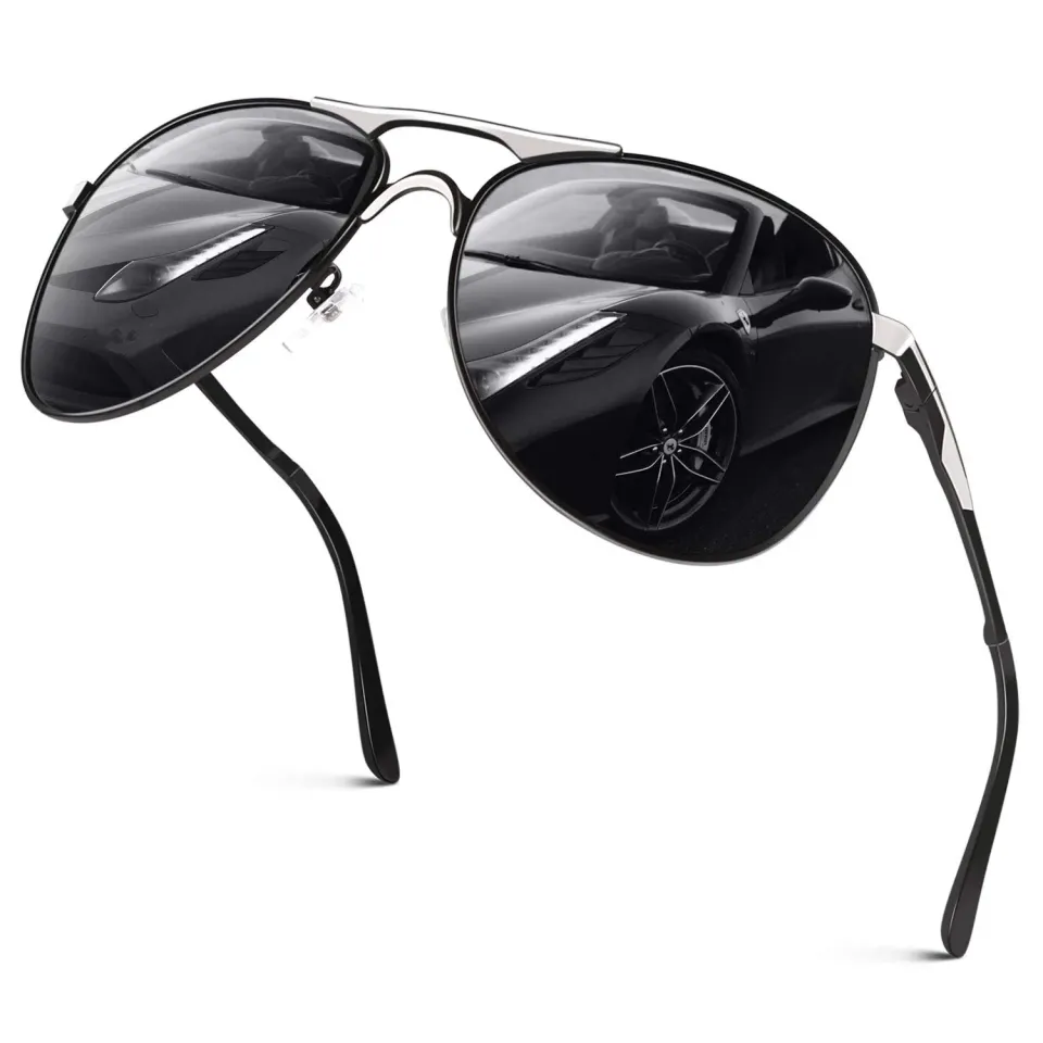 GQUEEN Piloten Sonnenbrille schwarz polarisiert UV400