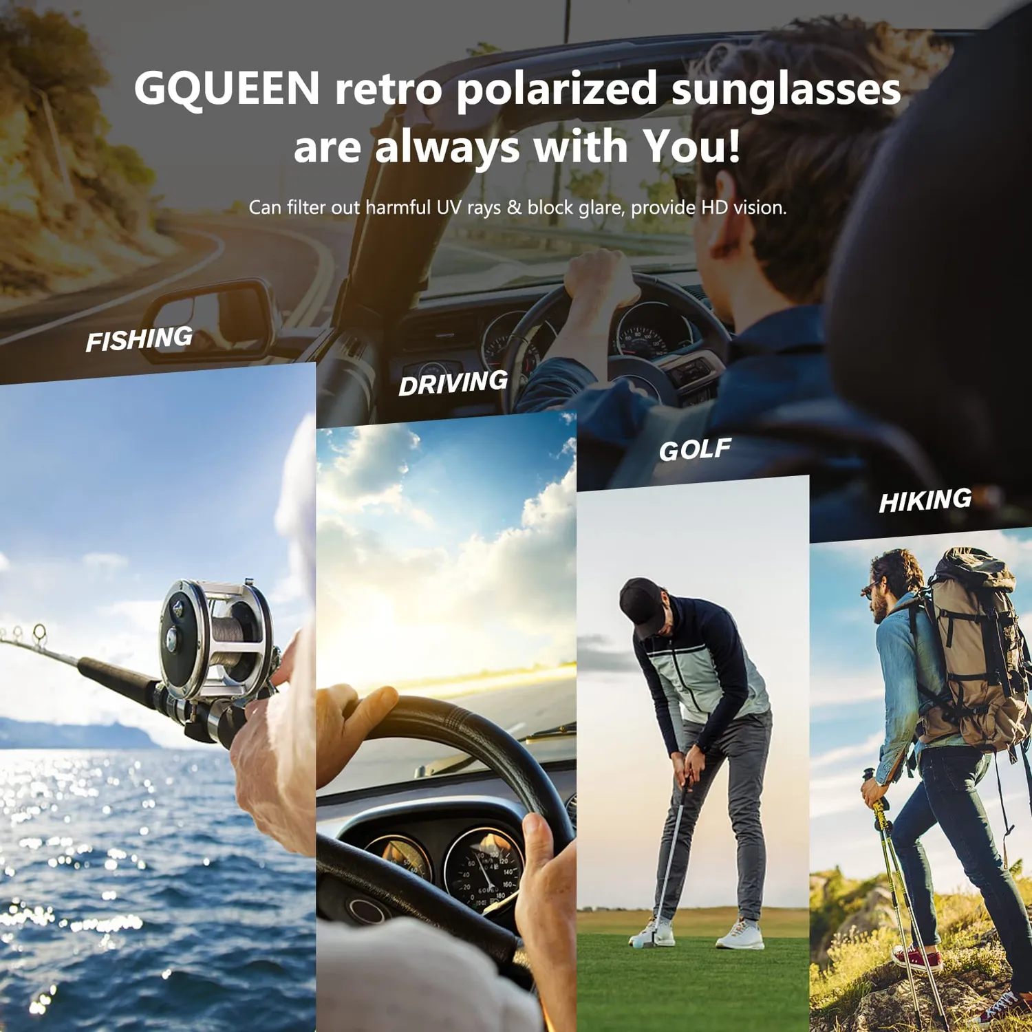 GQUEEN Piloten Sonnenbrille polarisiert Metall 58 mm