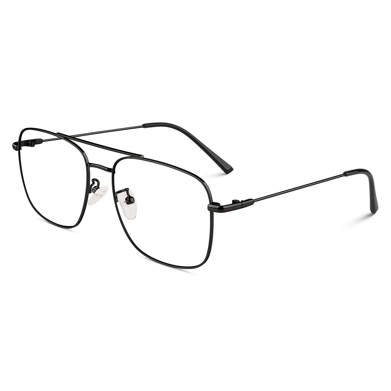GQUEEN Pilot Brille ohne Stärke 2 Schwarz UV400