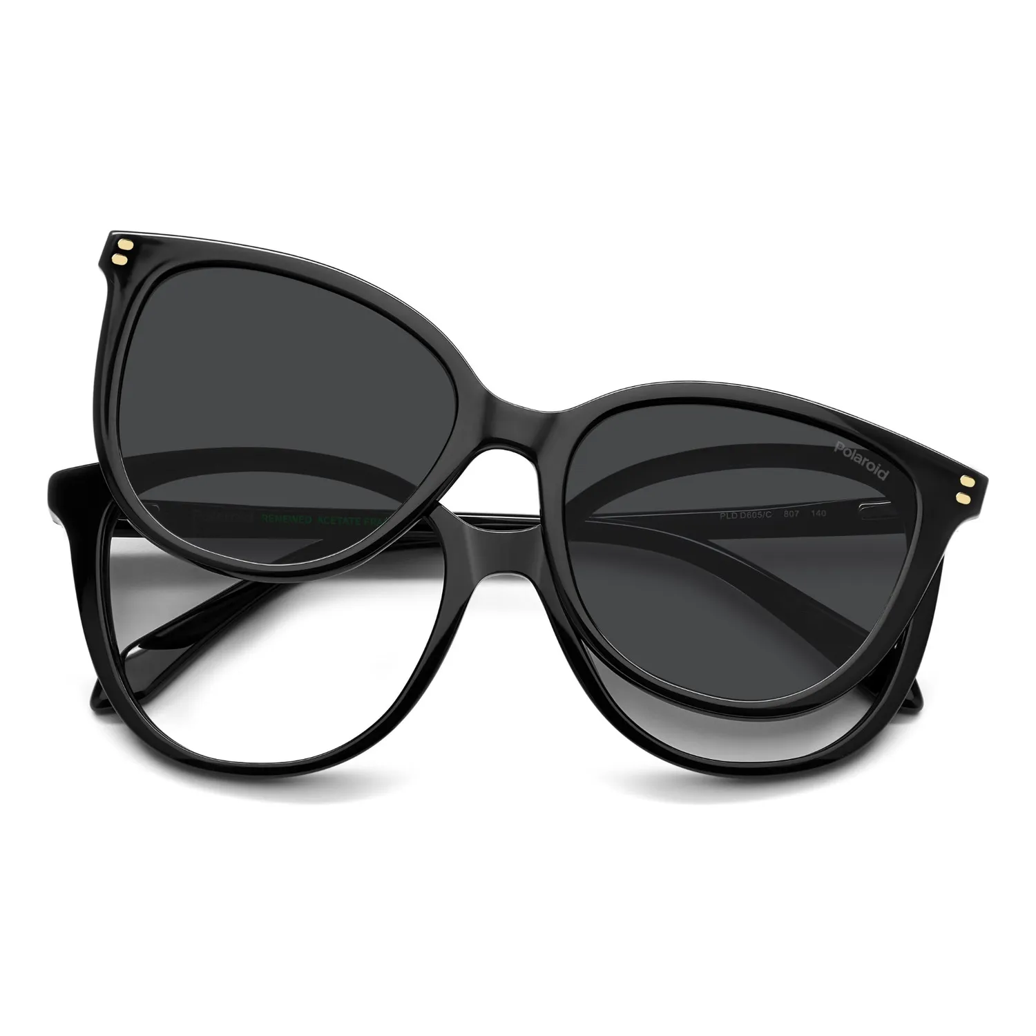Polaroid PLD D605/C Brille Havanna mit Sonnenclip grün