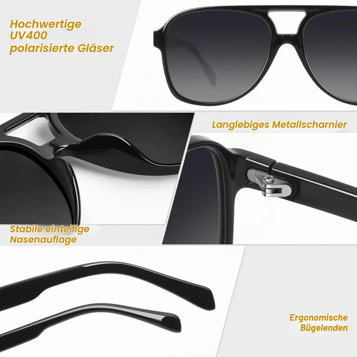 GQUEEN Retro 70s Piloten Sonnenbrille 2er Set