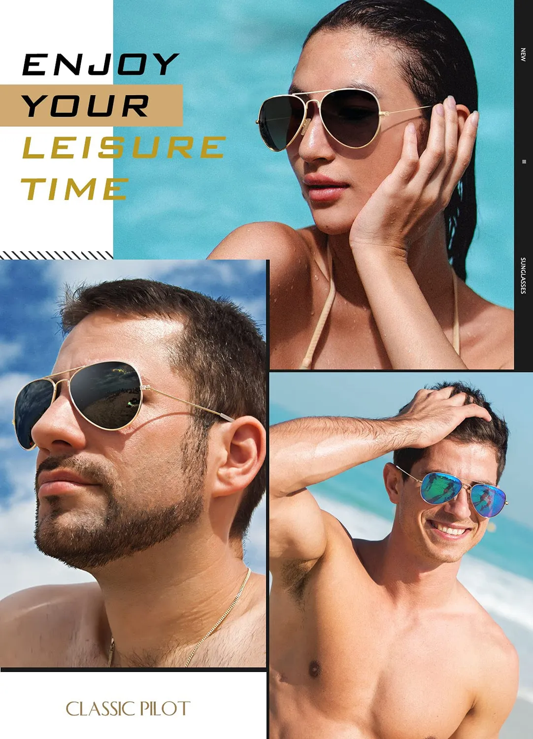 GQUEEN Piloten Sonnenbrille polarisiert Metall 58 mm