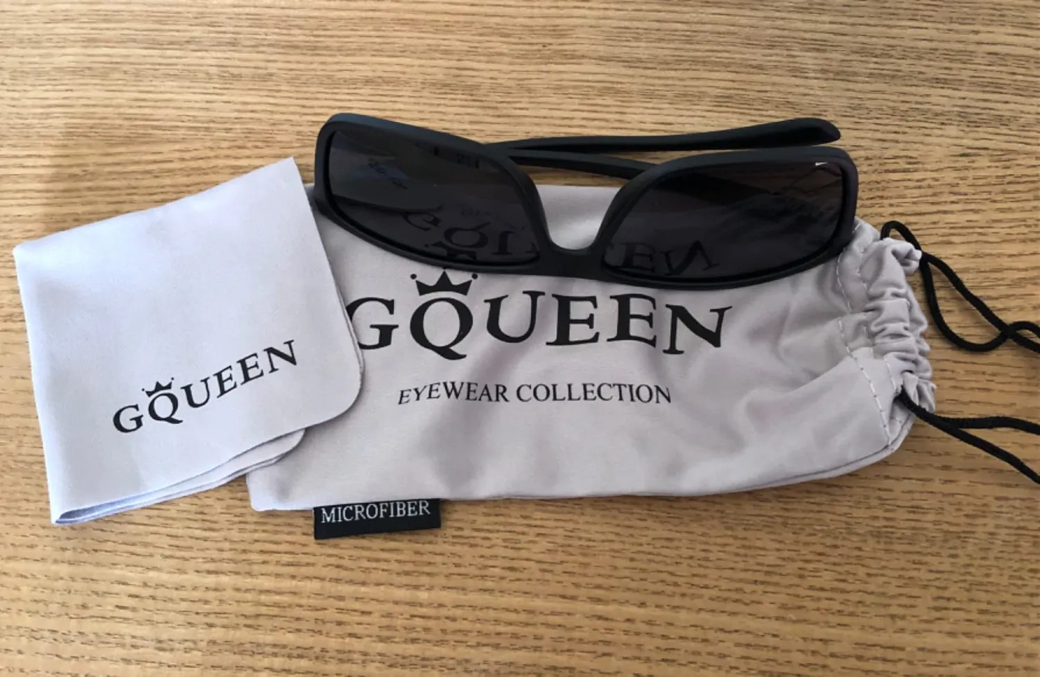 GQUEEN Retro Sonnenbrille Matt-Schwarz Grau polarisiert