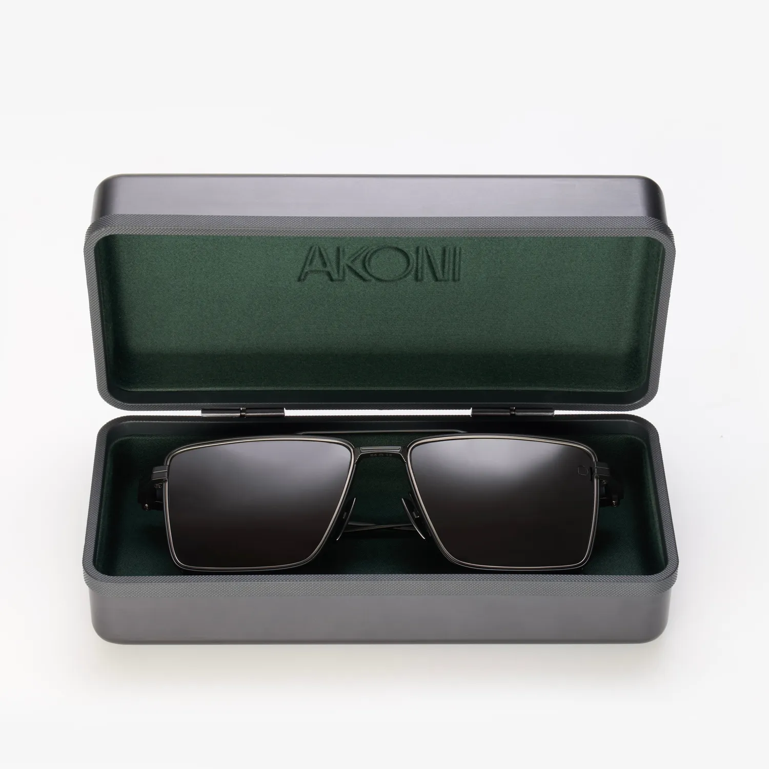 Akoni Aluminium Case Brillenetui Large Aluminium leicht