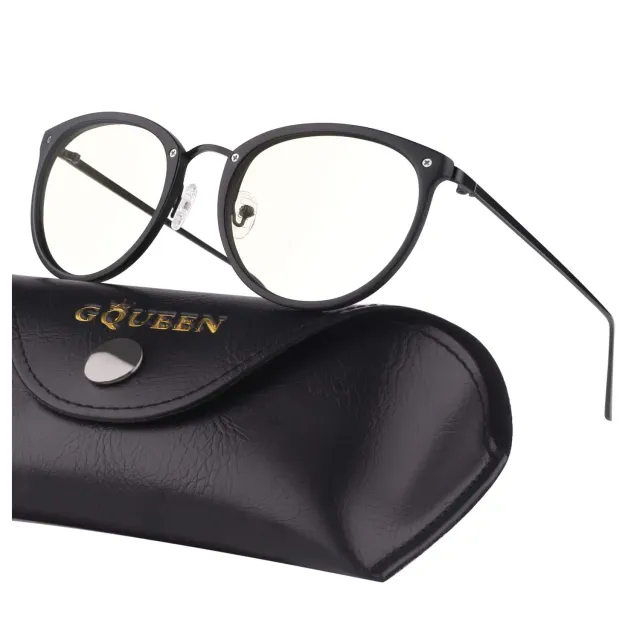 GQUEEN Runde Blaulichtfilter Brille Übergröße amber