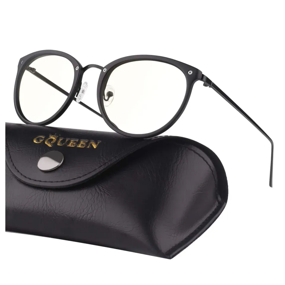 GQUEEN Runde Blaulichtfilter Brille Übergröße amber