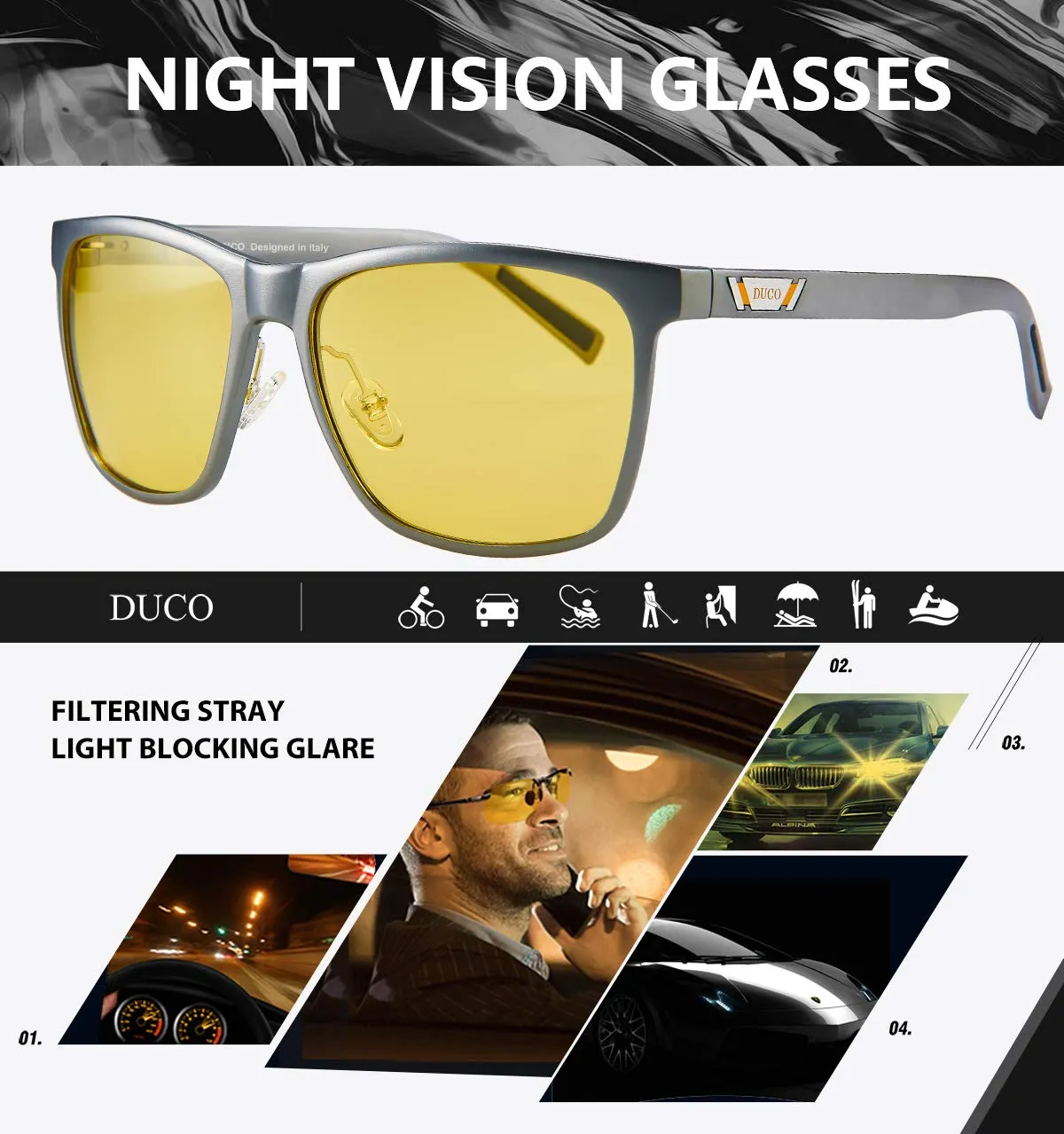 DUCO 3029HY Nachtsichtbrille Autofahrer gelb