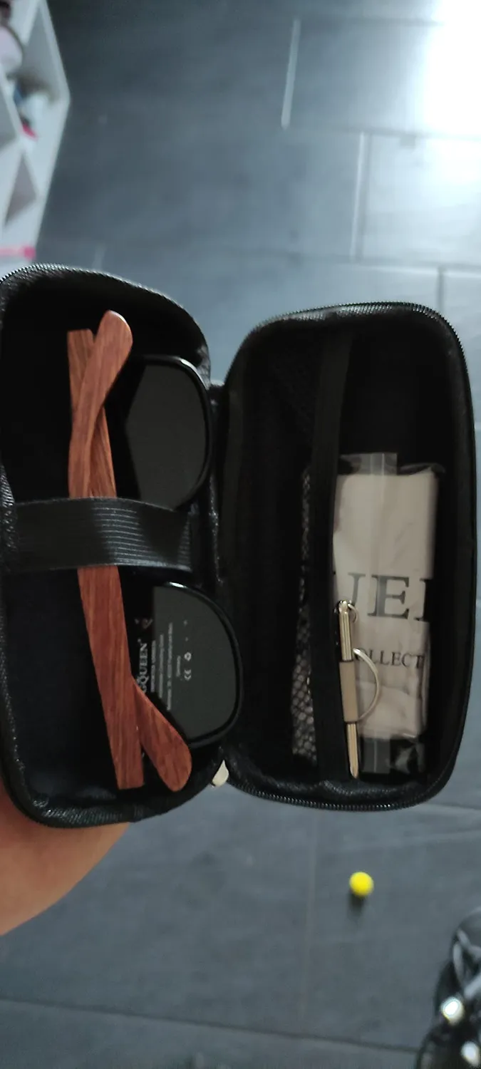 GQUEEN Holz Sonnenbrille schwarz grau polarisiert