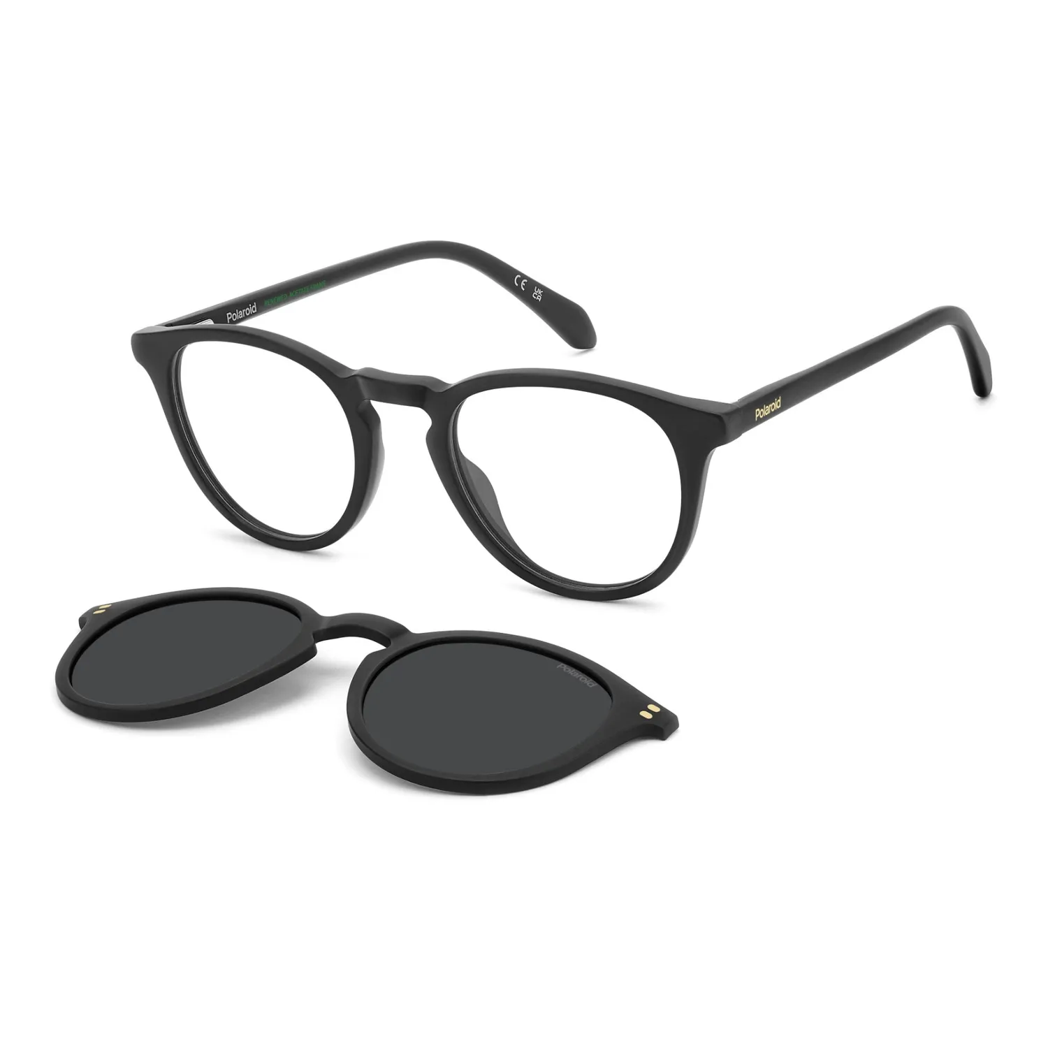 Polaroid PLD D638/C Brille Mattschwarz mit Sonnenclip