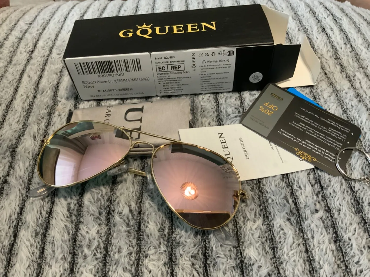 GQUEEN Pilotenbrille polarisiert Metall 58mm UV400