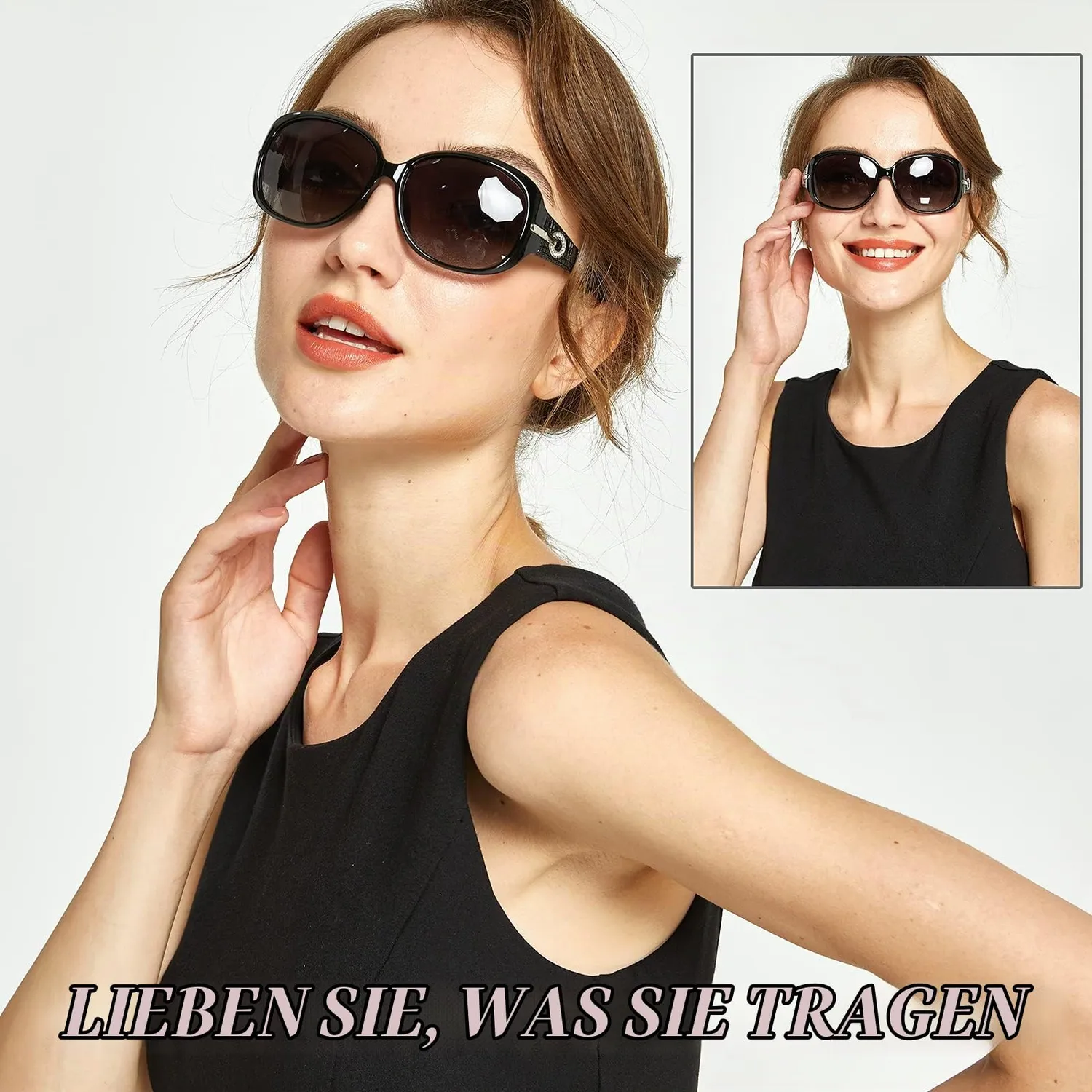 DUCO 6214 Sonnenbrille Damen Schwarz Retro UV400