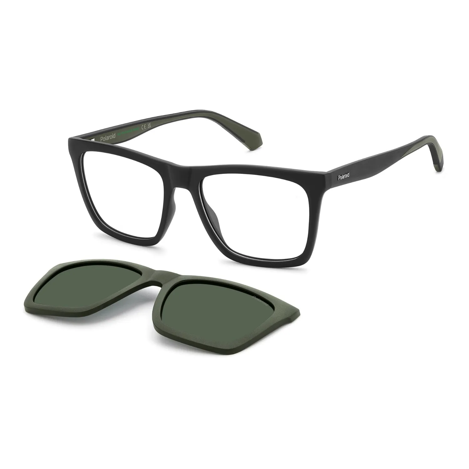 Polaroid PLD D591/C Brille Matte-Schwarz mit Clip-on