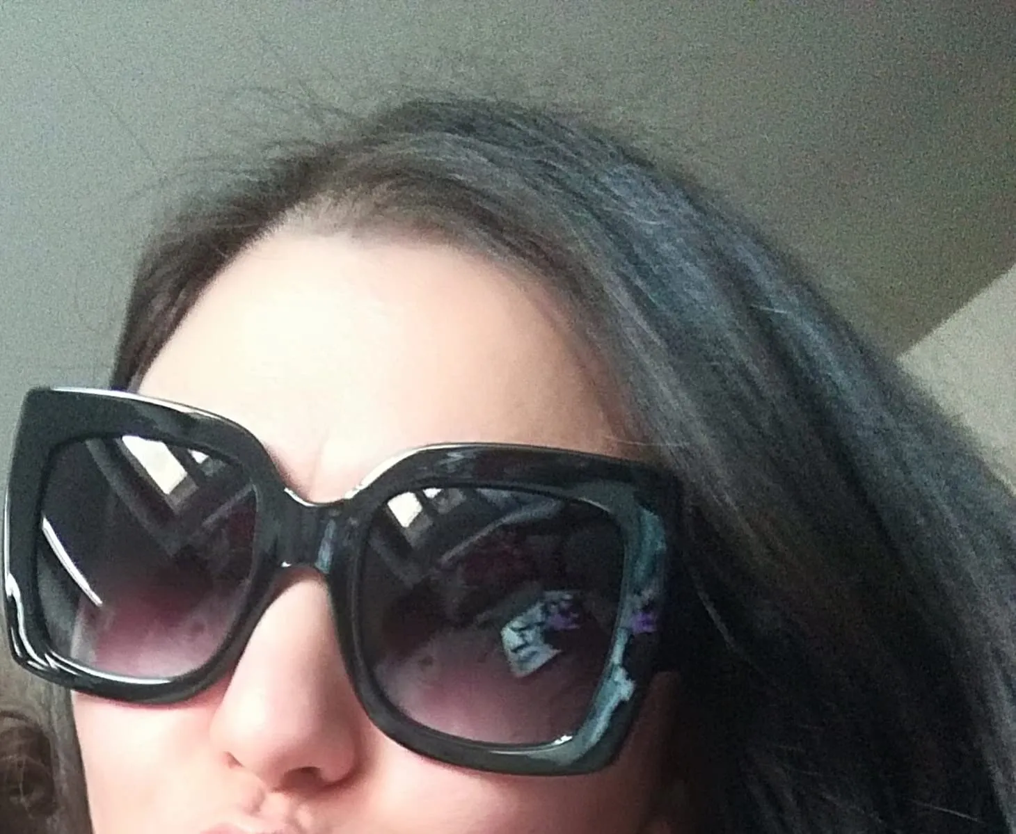 GQUEEN Übergroße Sonnenbrille Schwarz Grau eckig UV400