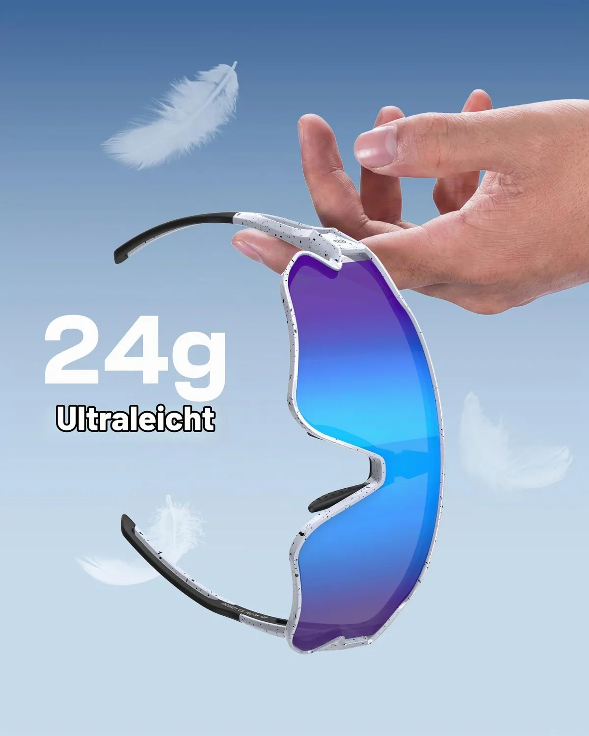 DUCO DC0023 Fahrradbrille weiß-schwarz Revo blau polarisiert