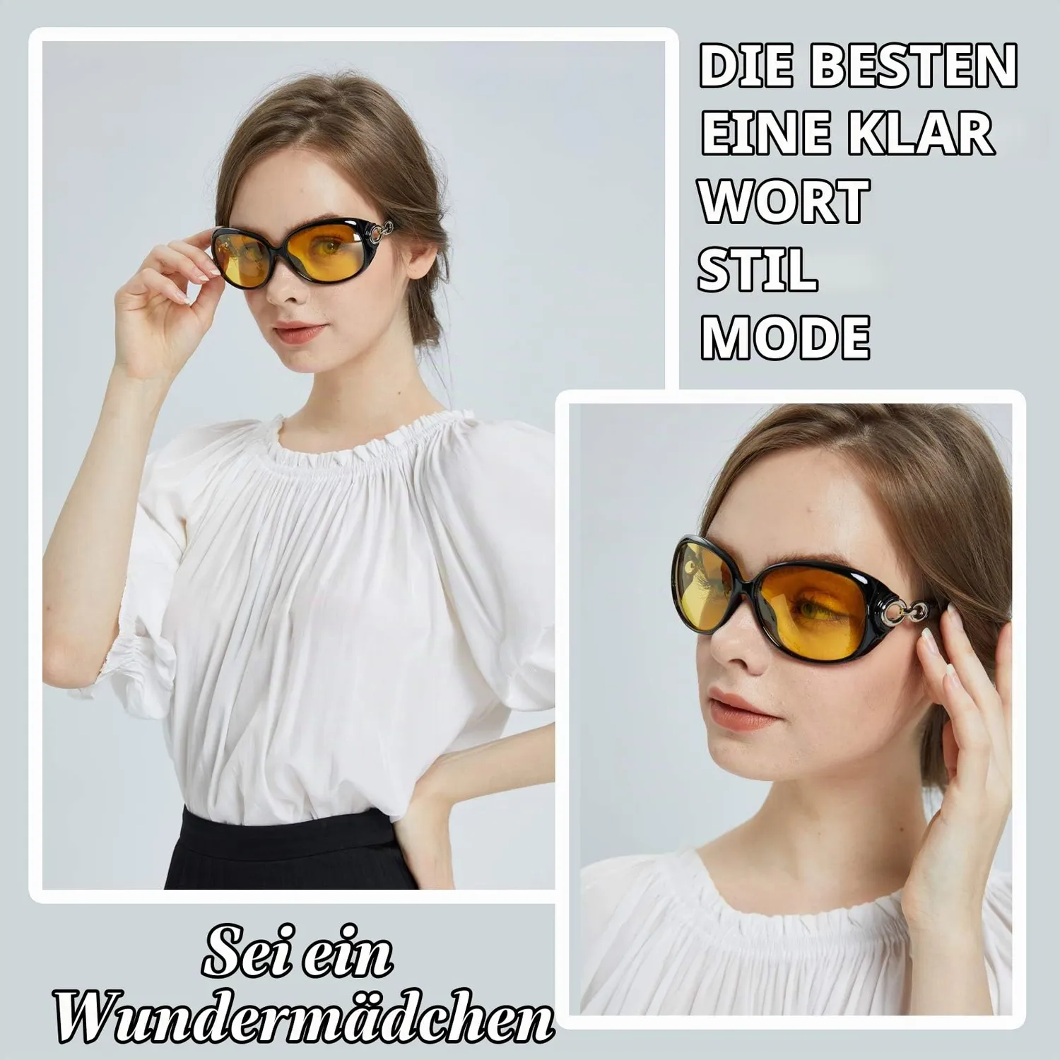 DUCO 1221Y Nachtfahrbrille Schwarz Gelb polarisiert