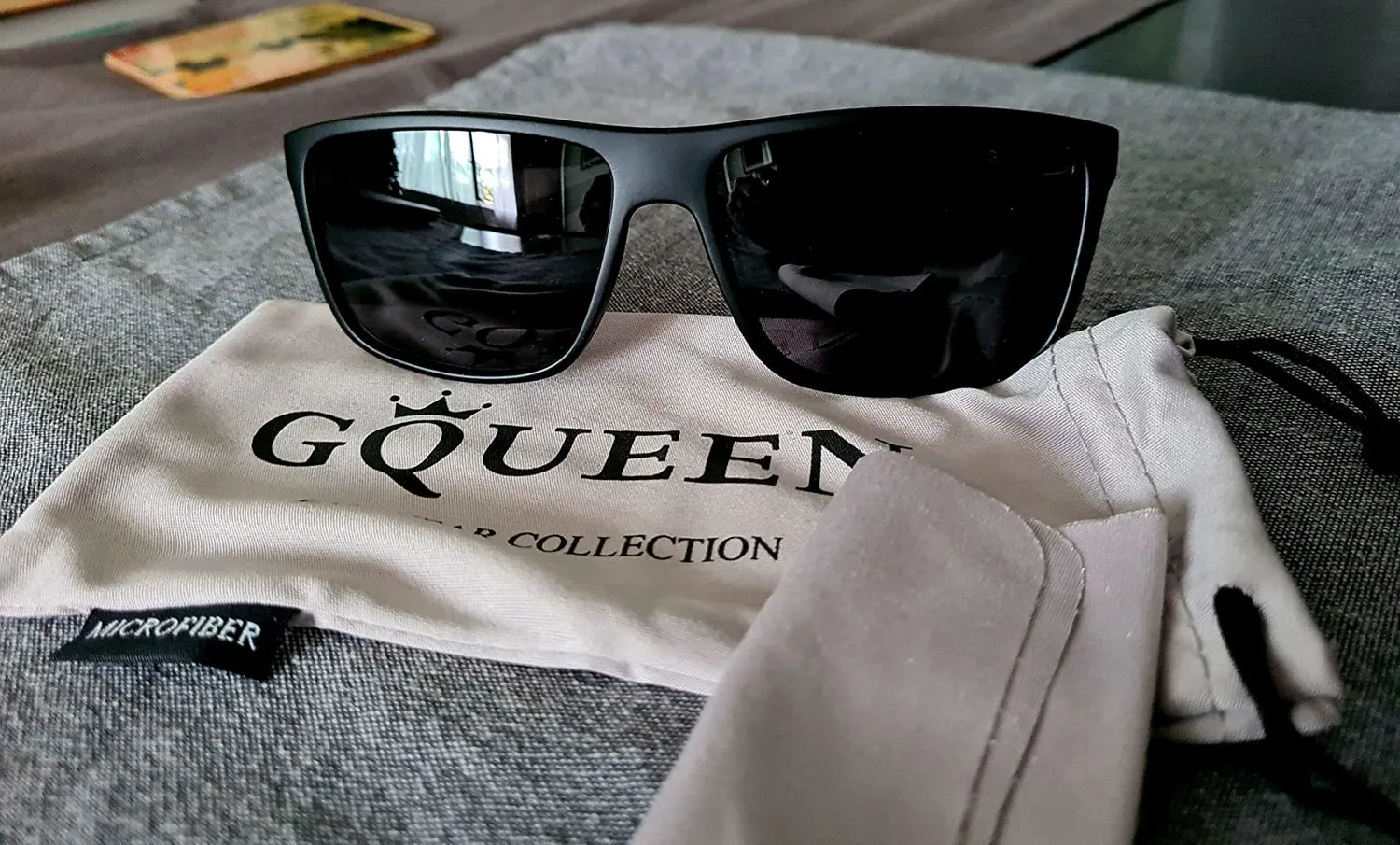 GQUEEN Retro Sonnenbrille Matt-Schwarz Grau polarisiert