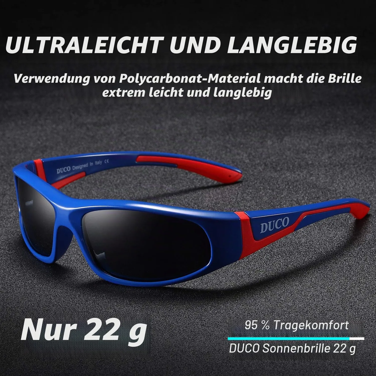 DUCO K001 Kinder Sonnenbrille blau-rot polarisiert
