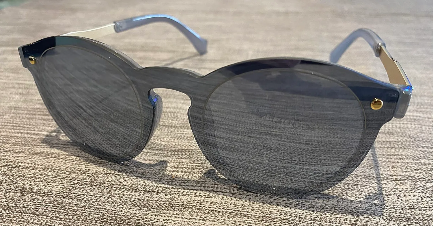 GQUEEN Runde Sonnenbrille Gold Rosa verspiegelt UV400