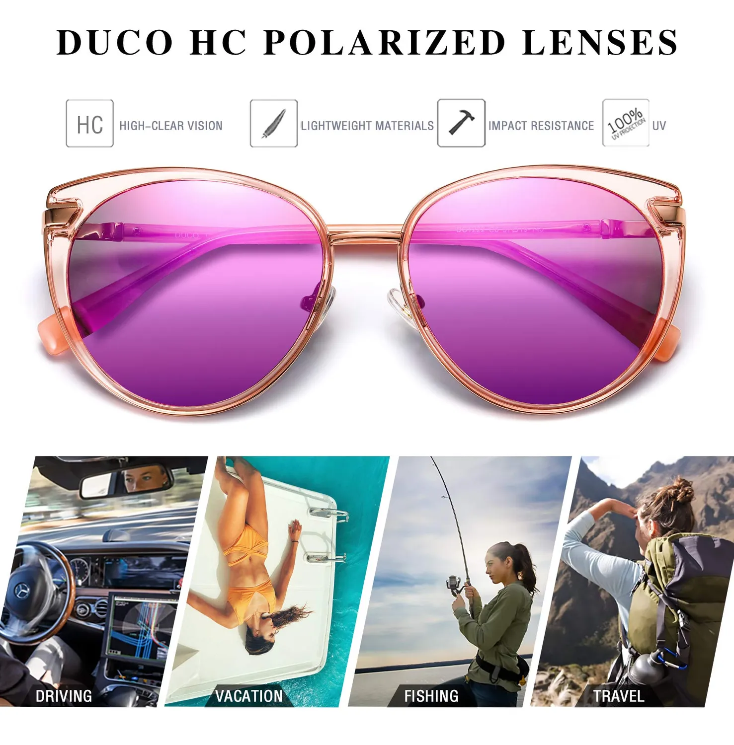 DUCO DC1222 Damen-Sonnenbrille polarisiert vintage