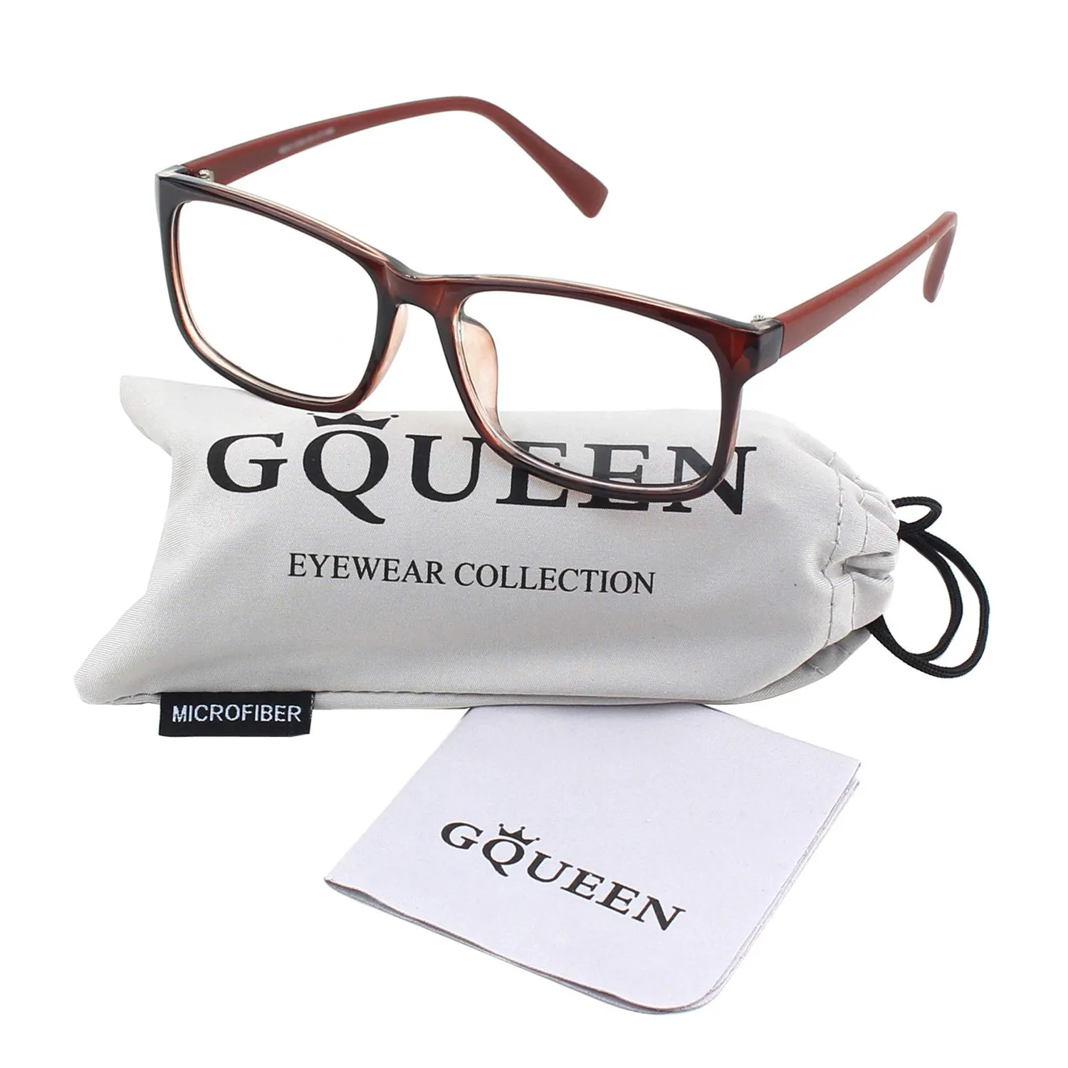 GQUEEN PO2 Brille ohne Stärke Braun UV400