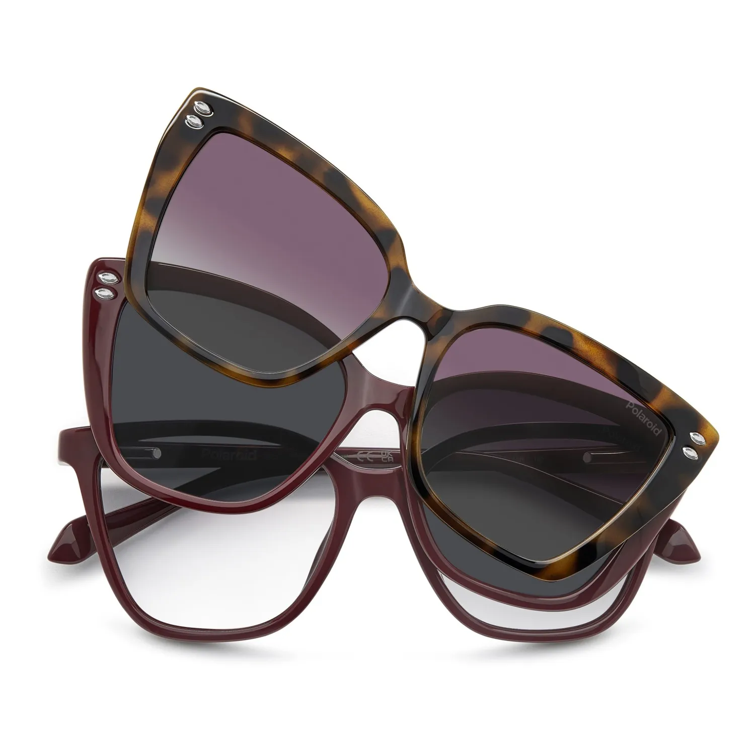 Polaroid PLD D640/C2 Brille Schwarz Clip-on Strass