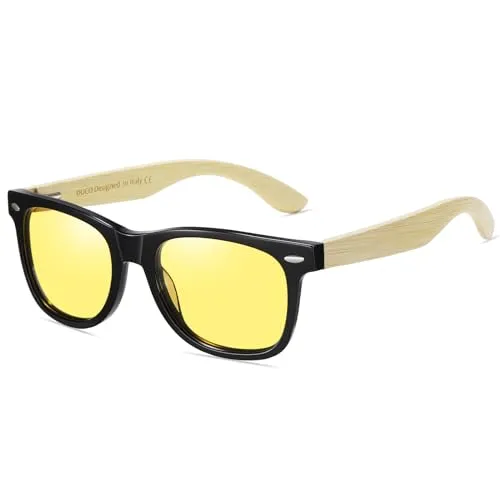 DUCO 2141Y Nachtfahrbrille Holz polarisiert gelb
