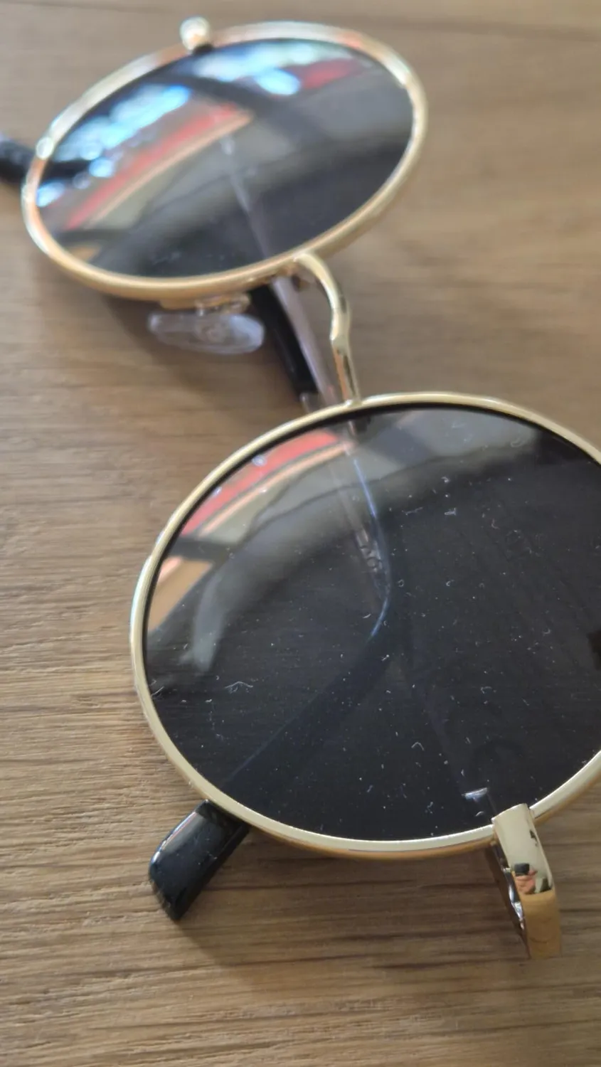 GQUEEN MEZ1 Retro Runde Sonnenbrille Gold Grau polarisiert