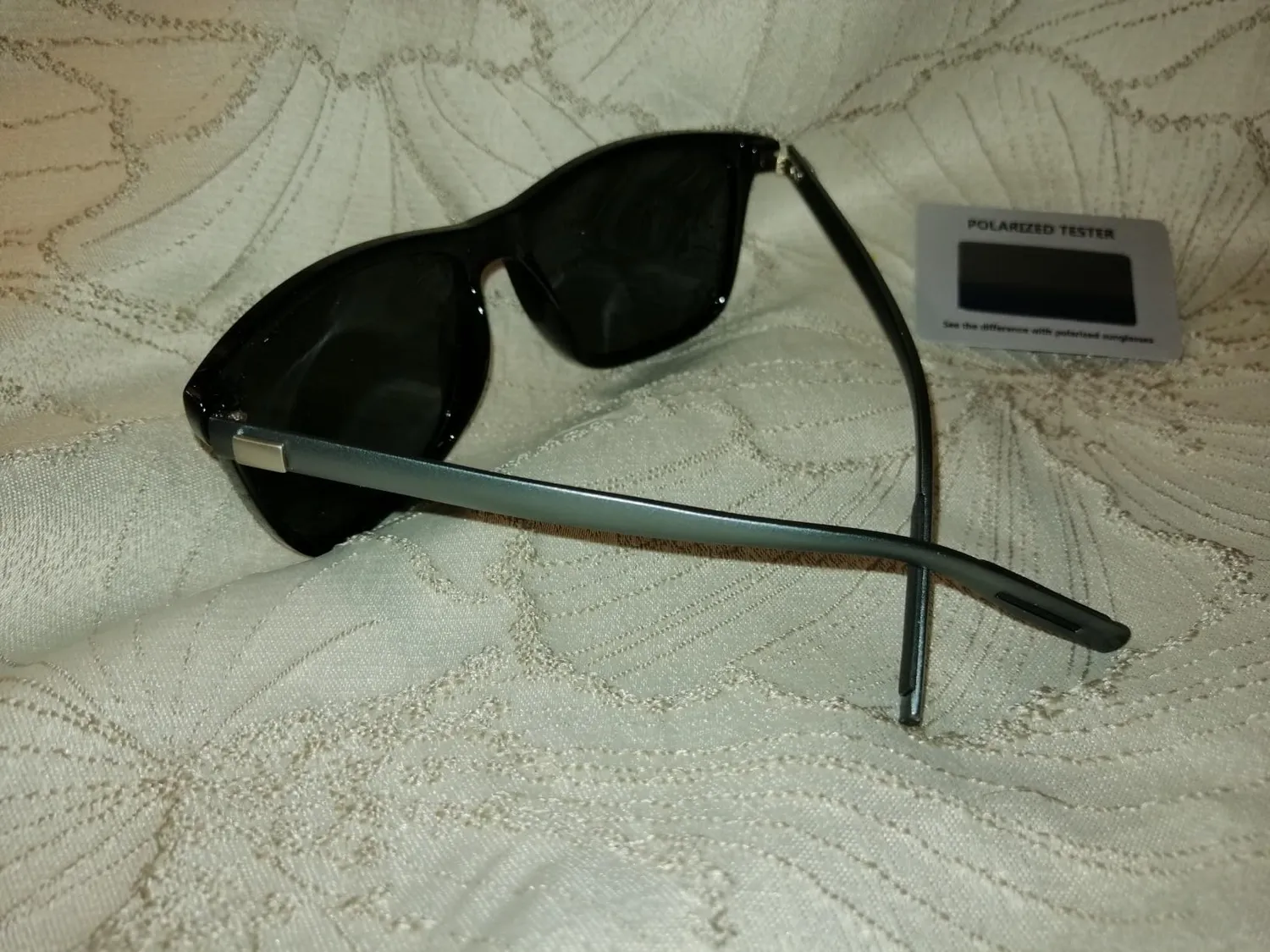 GQUEEN Rechteck Sonnenbrille Schwarz Blau polarisiert leicht