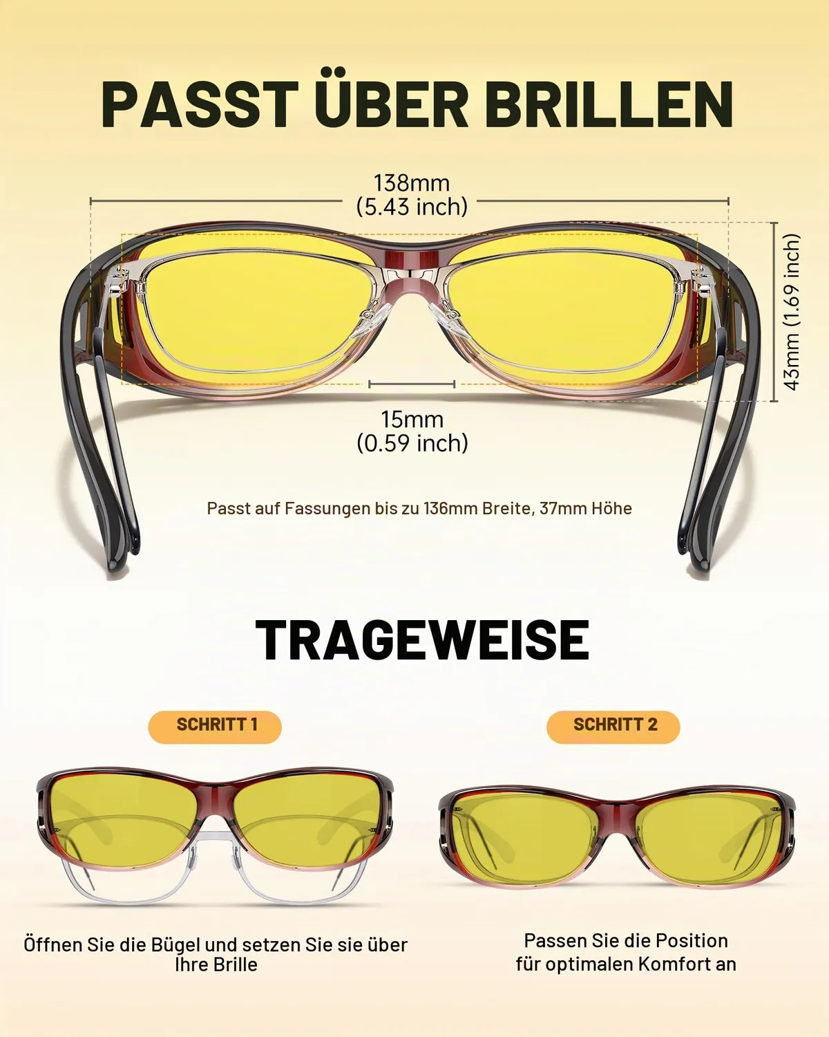 DUCO 8953Y Überbrille Rot M polarisiert