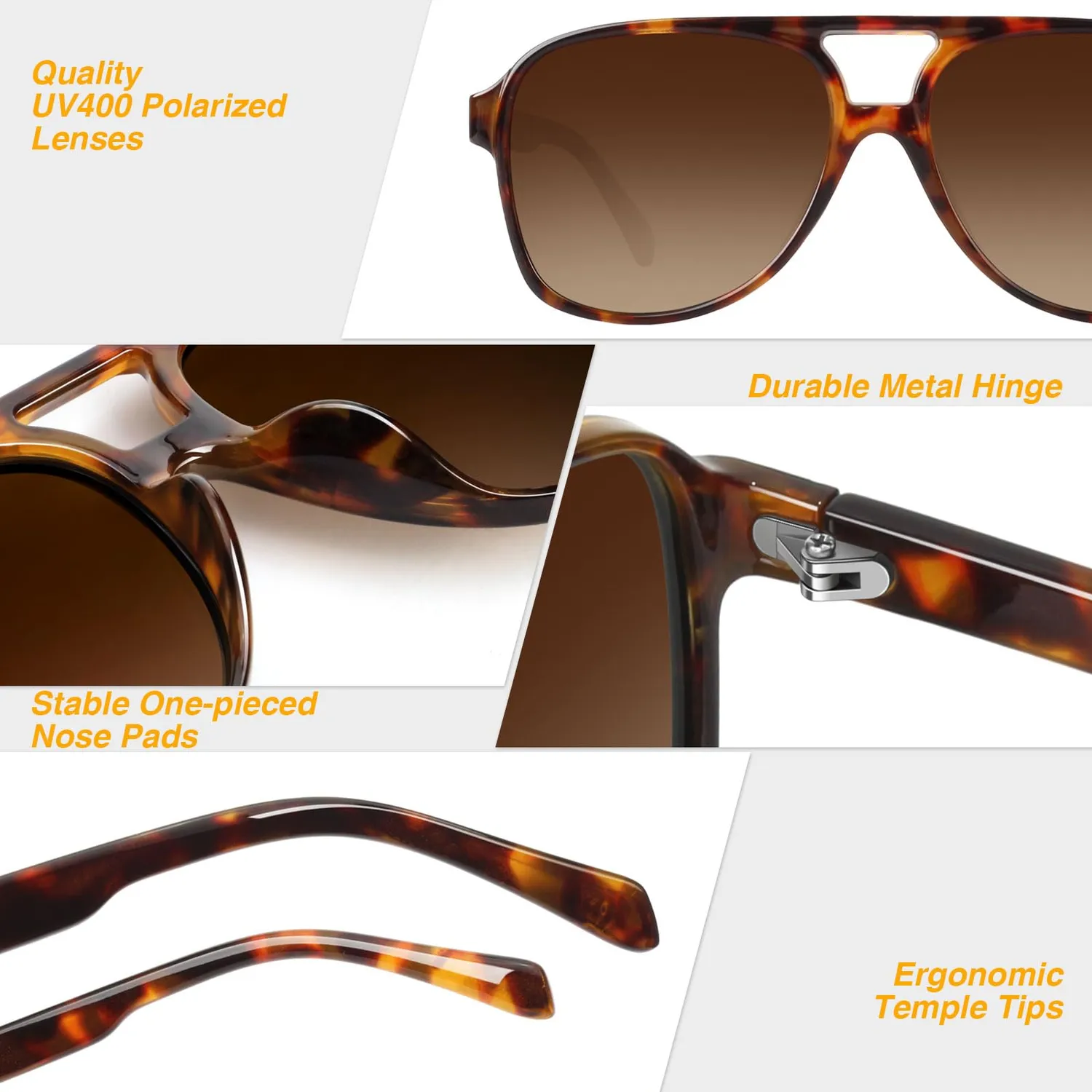 GQUEEN Retro Piloten Sonnenbrille polarisiert UV400
