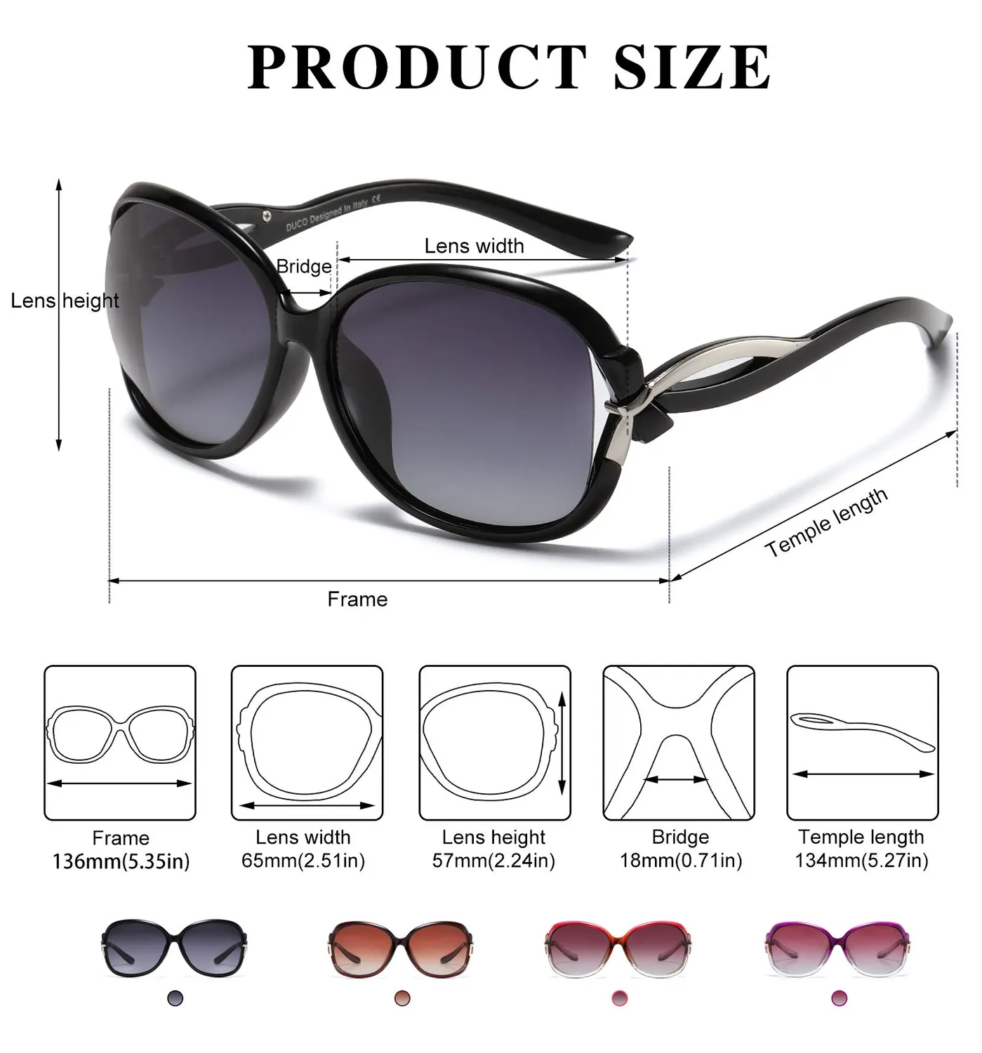 DUCO 2229 Vintage Sonnenbrille rund polarisiert Damen