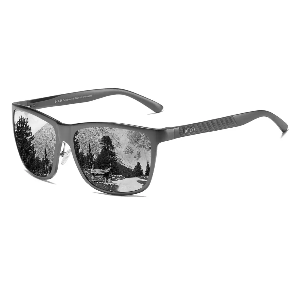 DUCO Herren Sonnenbrille Gunmetal polarisiert Metall