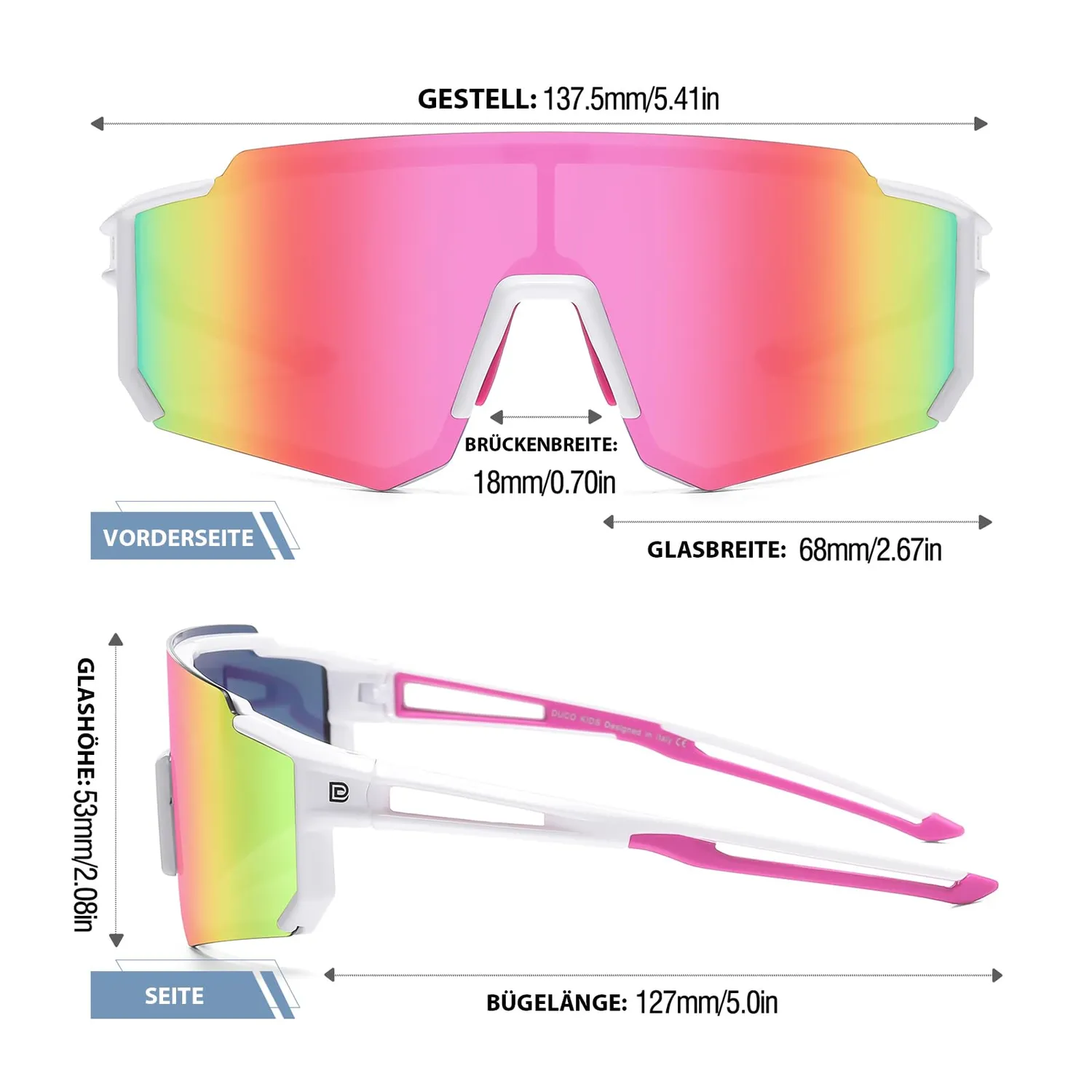 DUCO DK310 Kinder Sonnenbrille weiß-lila 8-16 Jahre