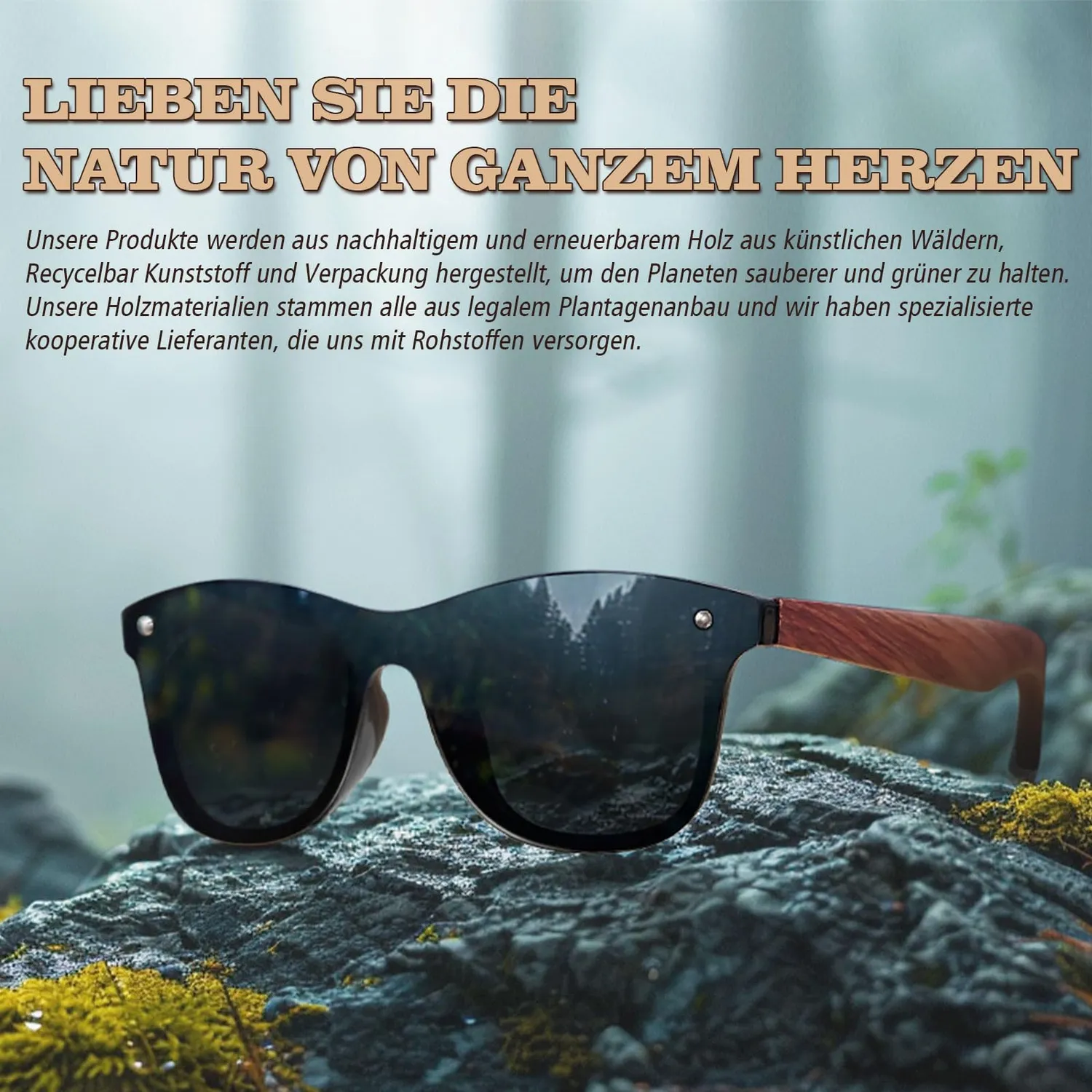 GQUEEN Holz Sonnenbrille schwarz grau polarisiert