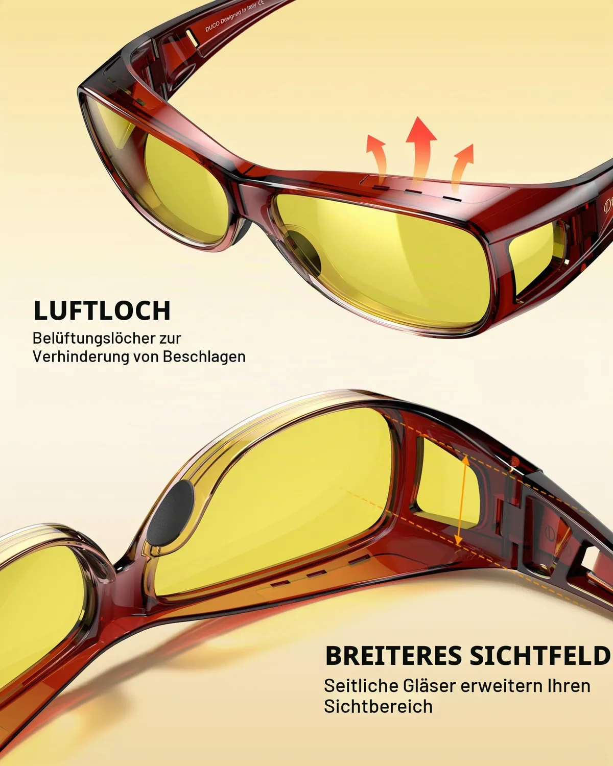 DUCO 8953Y Überbrille Rot M polarisiert