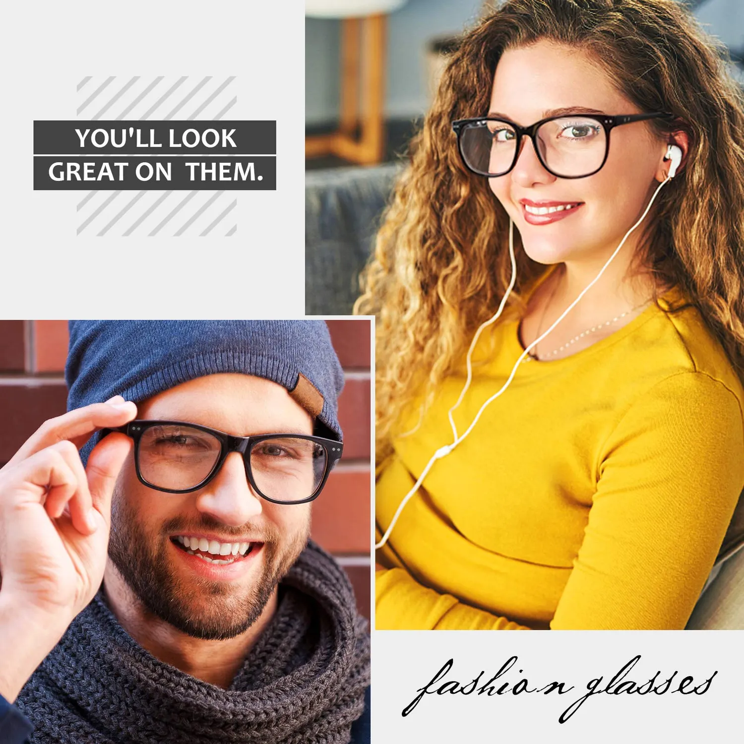 GQUEEN PE1 Hornbrille ohne Stärke schwarz