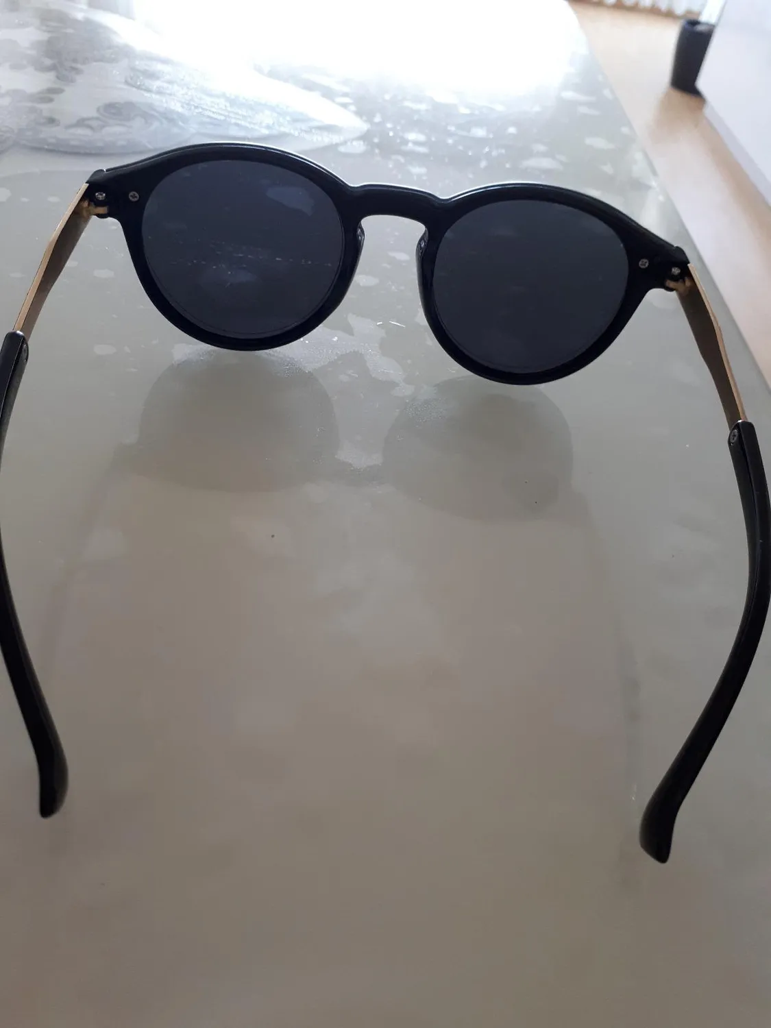 GQUEEN Runde Sonnenbrille Gold Rosa verspiegelt UV400