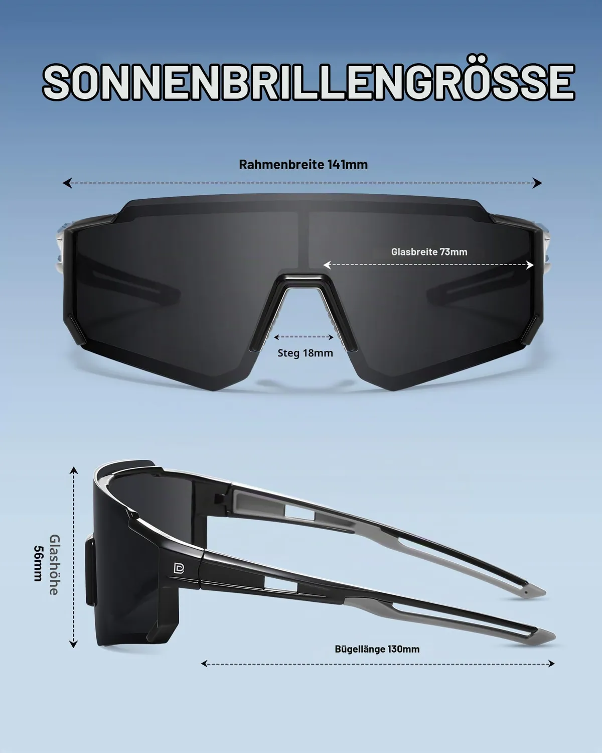 DUCO DC0068 Sport-Sonnenbrille schwarz-grau polarisiert