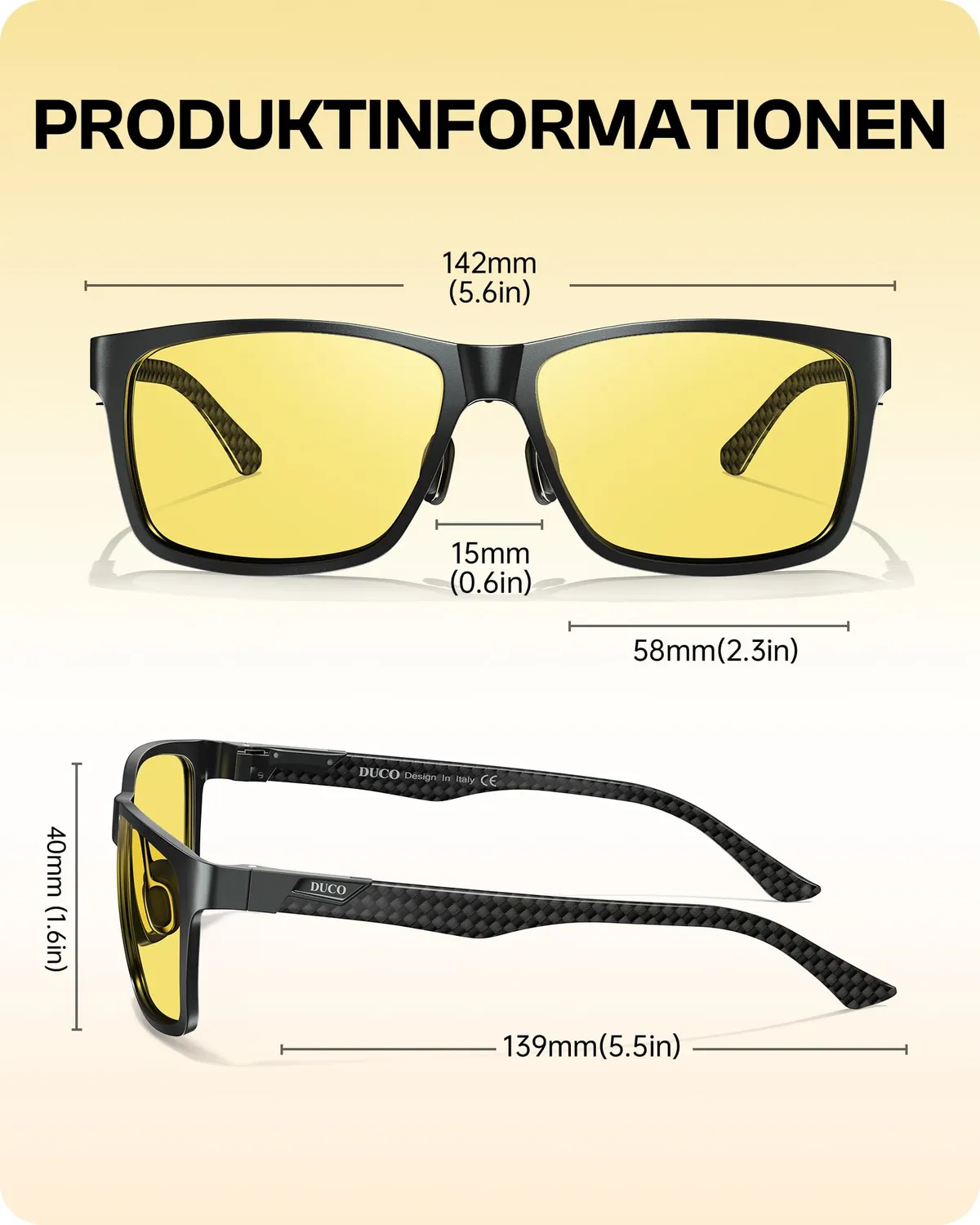 DUCO 8206Y Nachtfahrbrille polarisiert ultraleicht