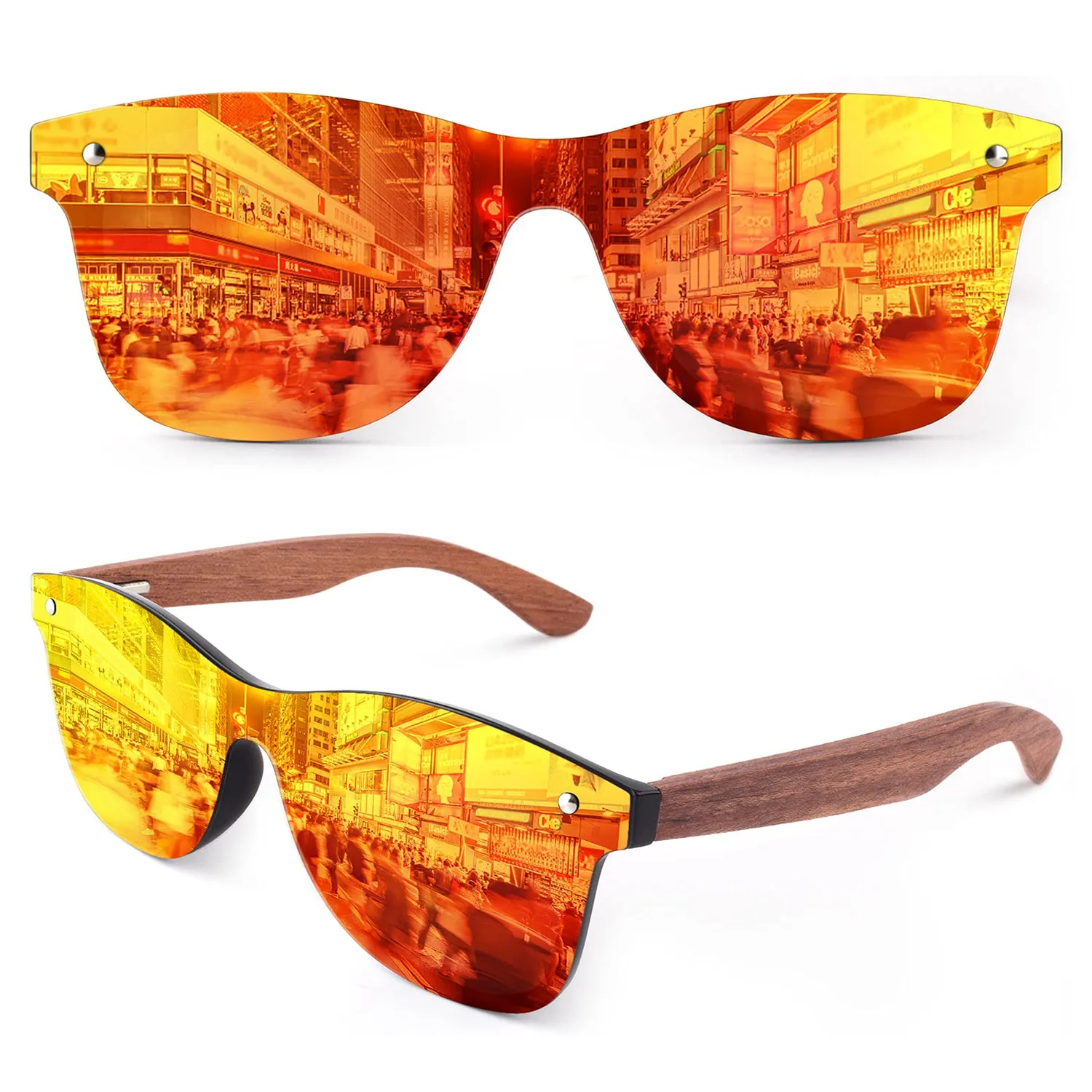 GQUEEN Holz Sonnenbrille schwarz grau polarisiert