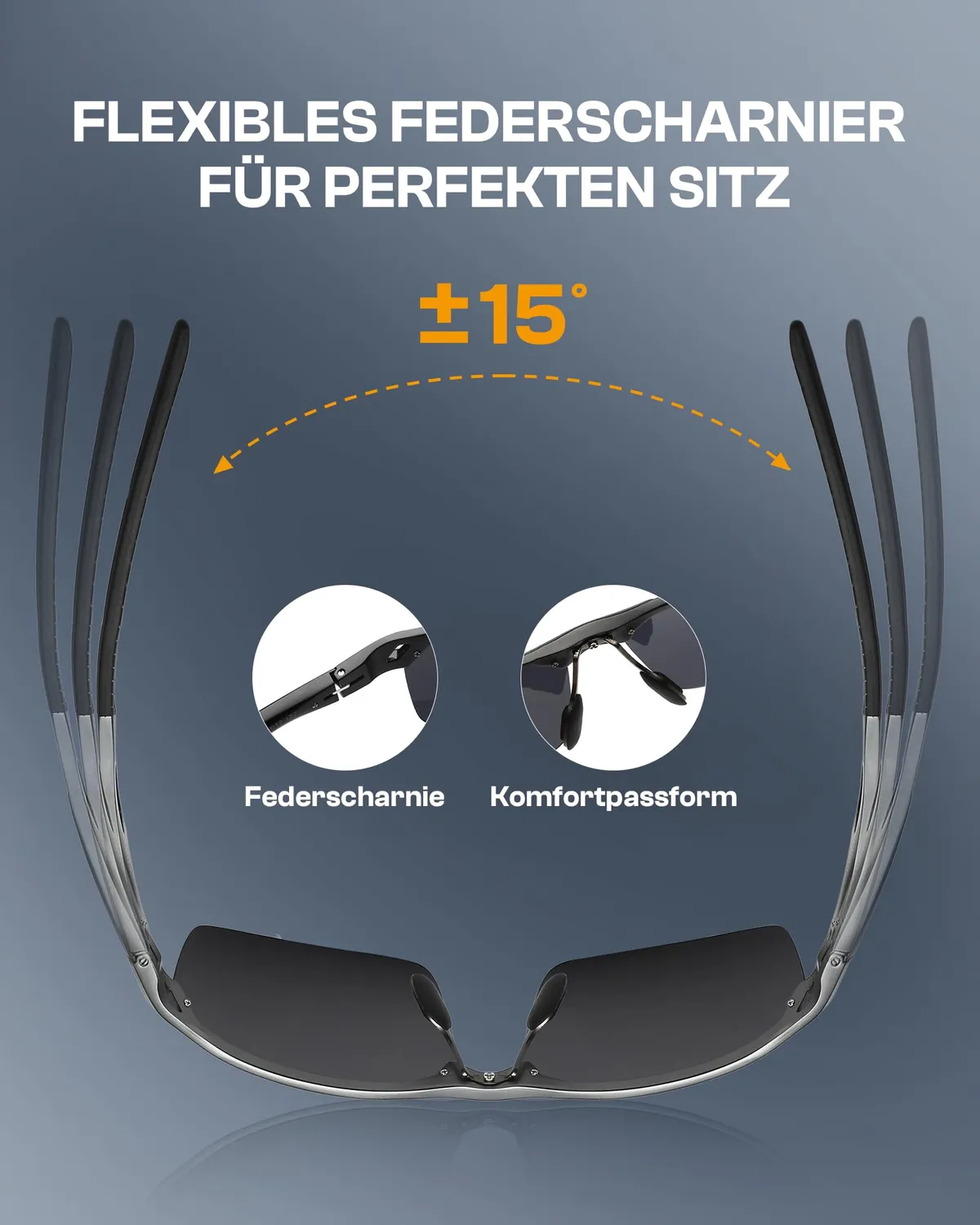 DUCO 8550 Sonnenbrille Herren Schwarz Grau polarisiert